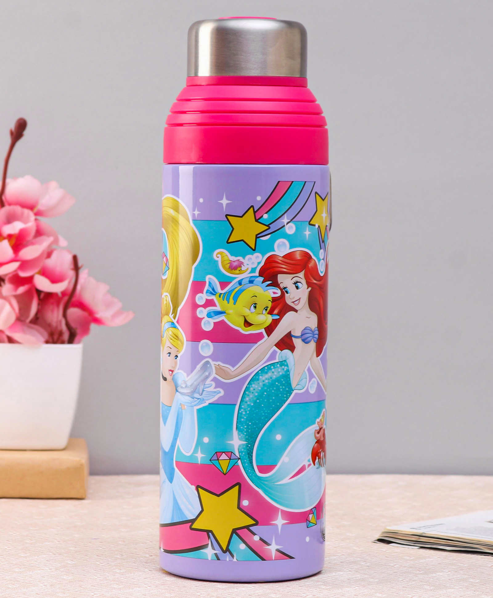 Disney Princess Stainless Steel Vacuum Sipper Bottle Purple - 500 ml-image-36