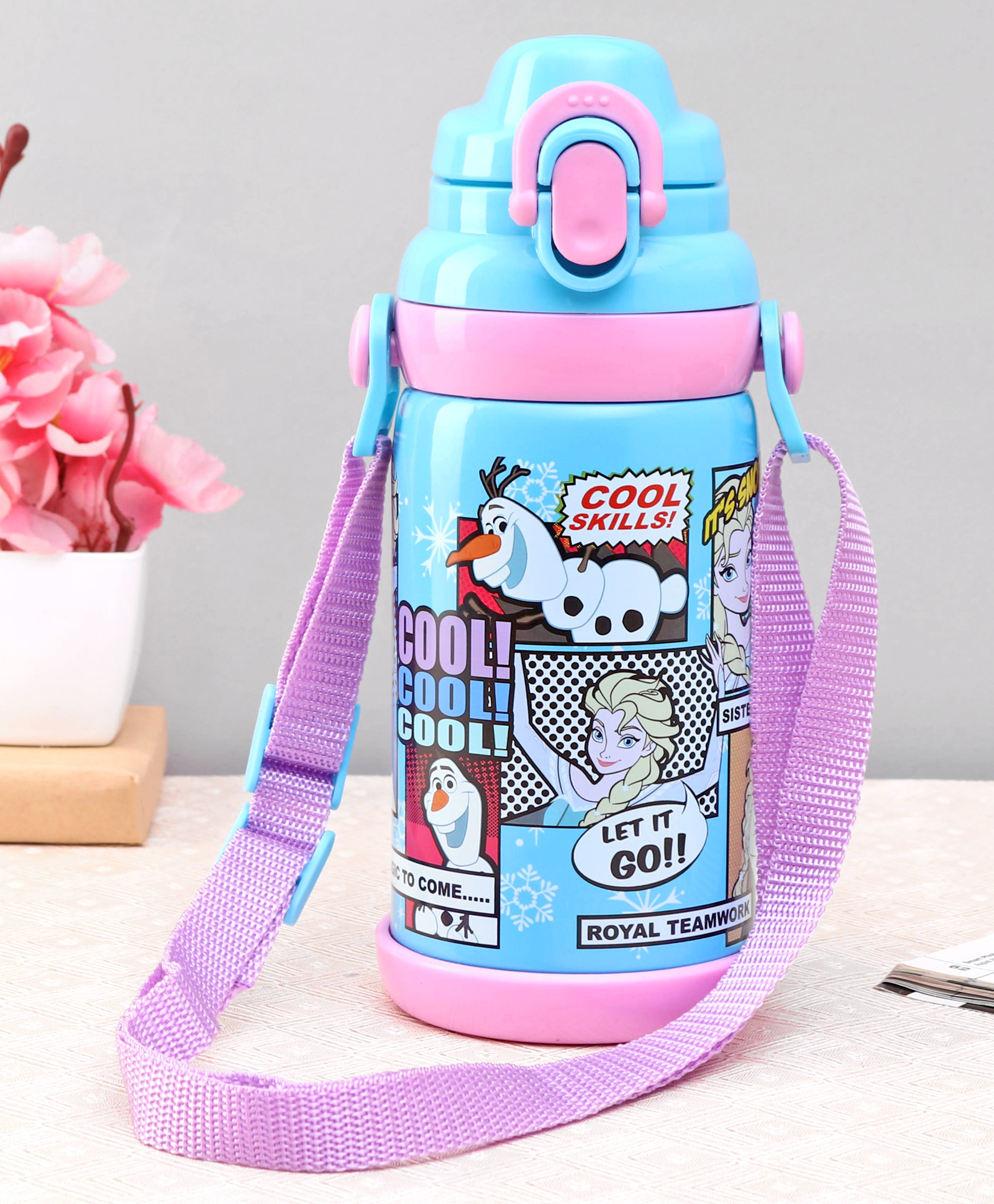 Disney Frozen Stainless Steel Vacuum Sipper Bottle Blue -600 ml-image-21