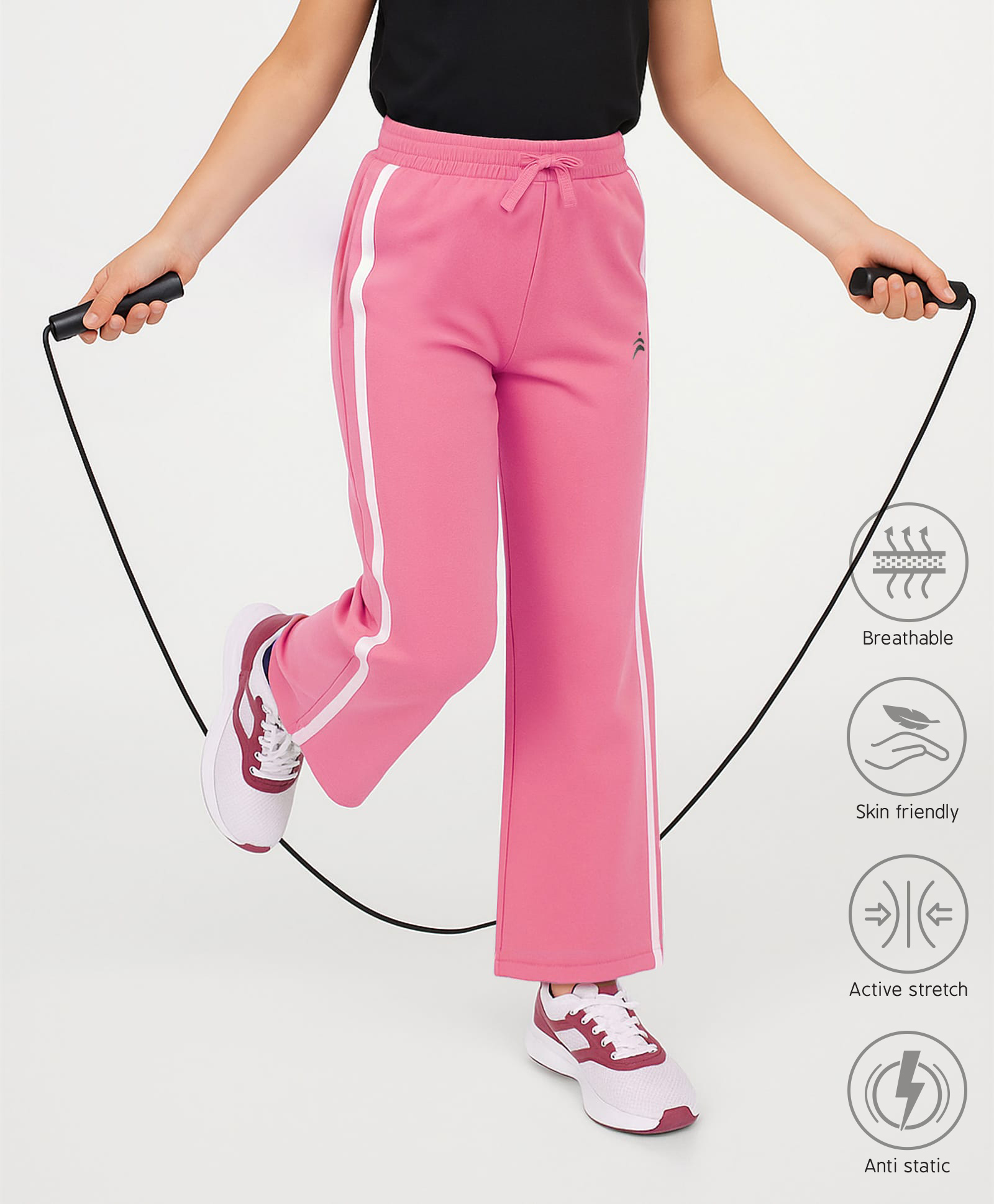 Pine active Full Length Super Stretch Track Pant with Tape Detailing - Pink