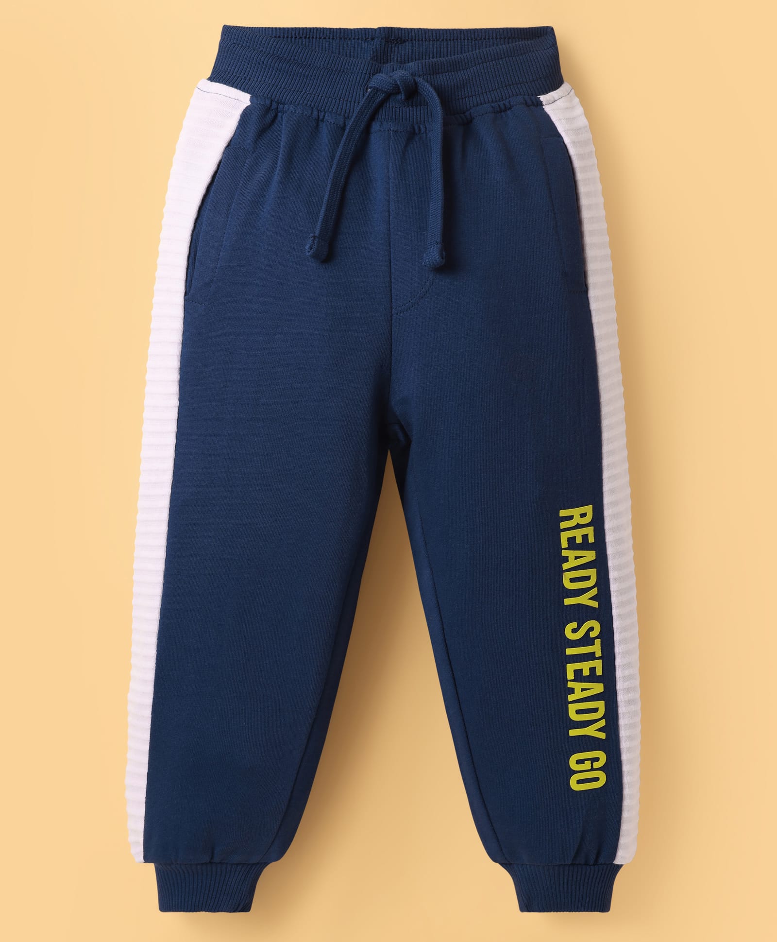 Babyhug French Terry Knit Full Length Lounge Pant With Text Print - Navy Blue-image-42