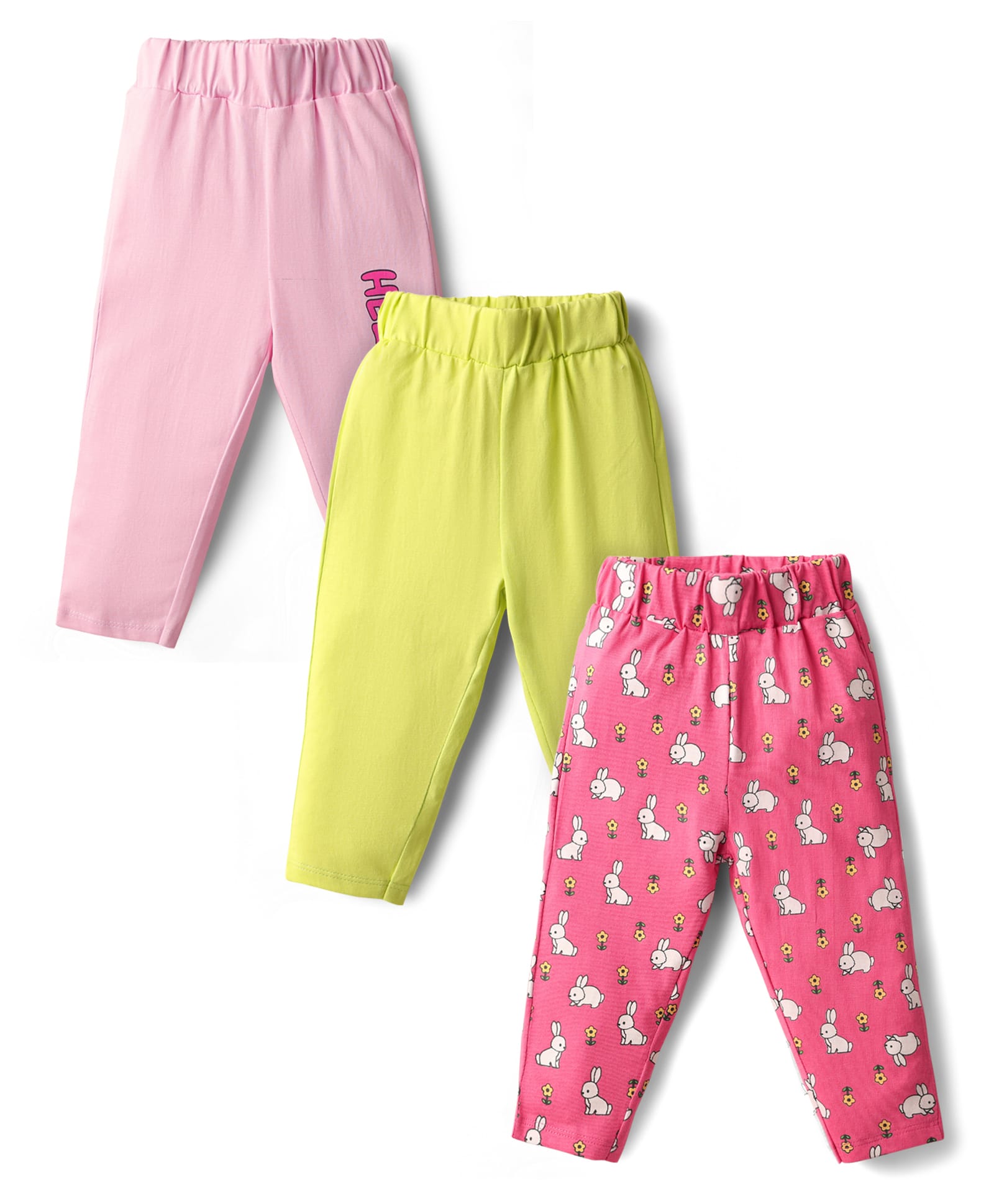 Doodle Poodle 100% Cotton Full Length Leggings with Animal Print Pack of 3- Pink & Neon Green-picture-9