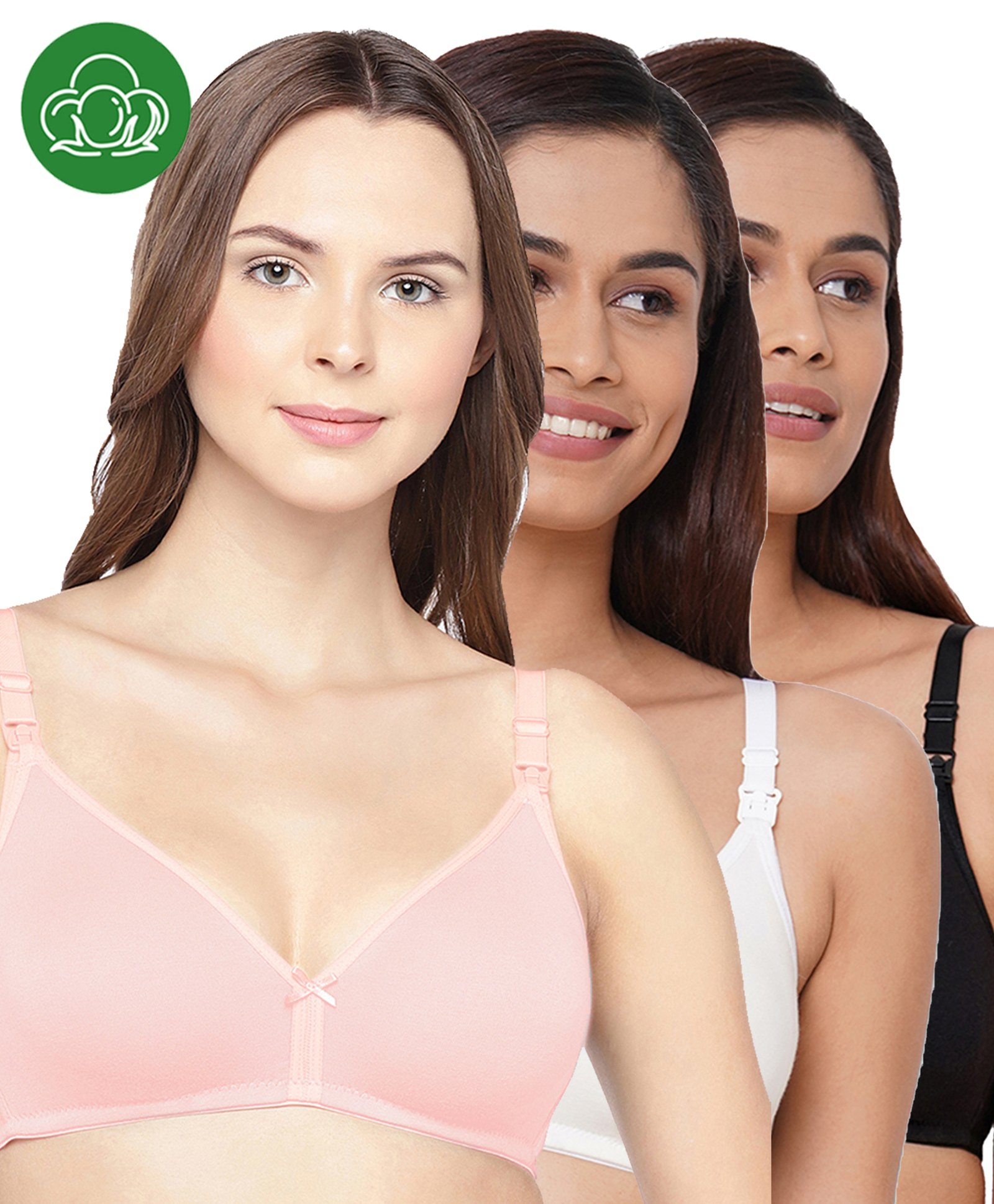 Inner Sense Organic Cotton Knit Pack Of 3 Solid Antimicrobial Maternity Bras With Nursing Access - Multi Colour-picture-31