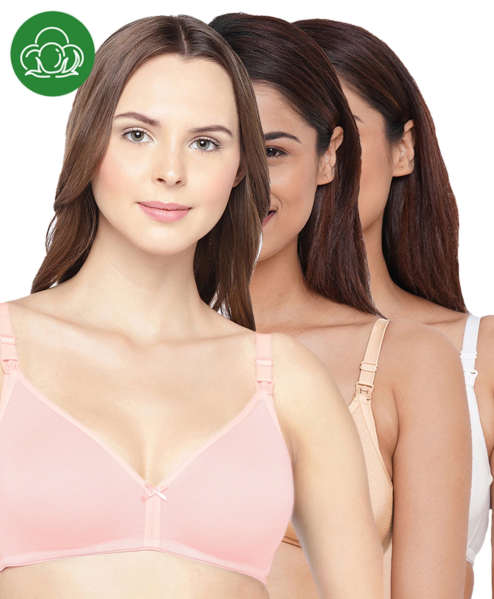 Inner Sense Organic Cotton Knit Pack Of 3 Solid Antimicrobial Maternity Bras With Nursing Access - Multi Colour-picture-10