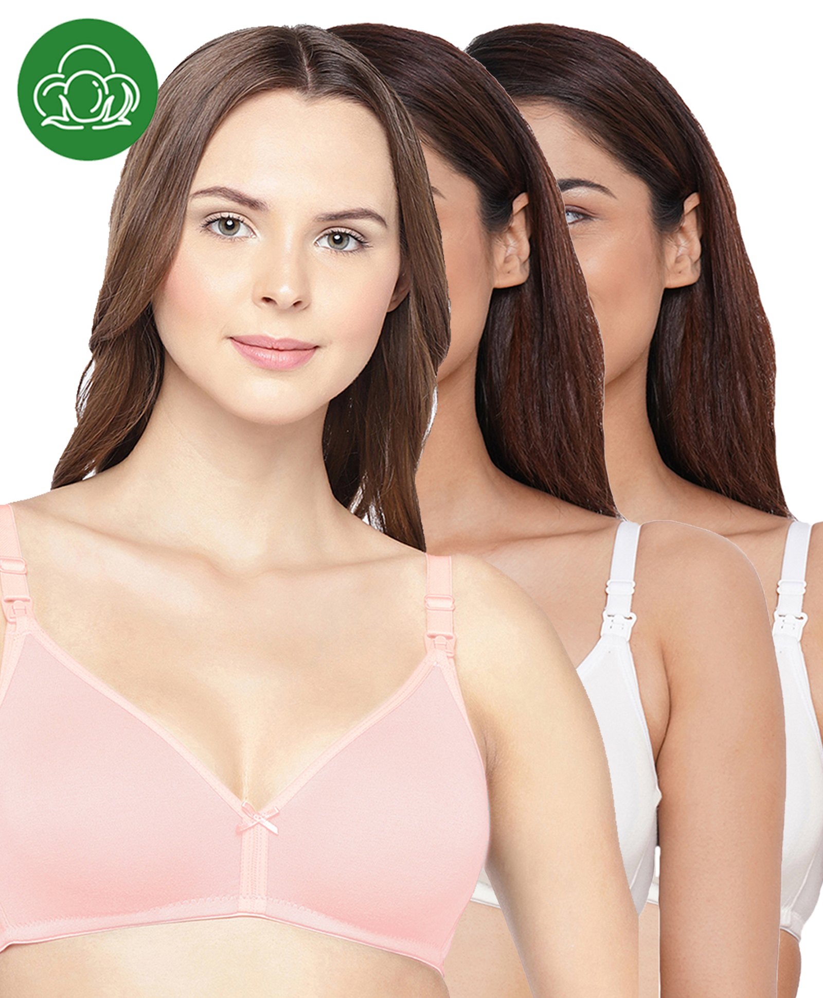 Inner Sense Organic Cotton Knit Pack Of 3 Solid Antimicrobial Maternity Bras With Nursing Access - Multi Colour-picture-30