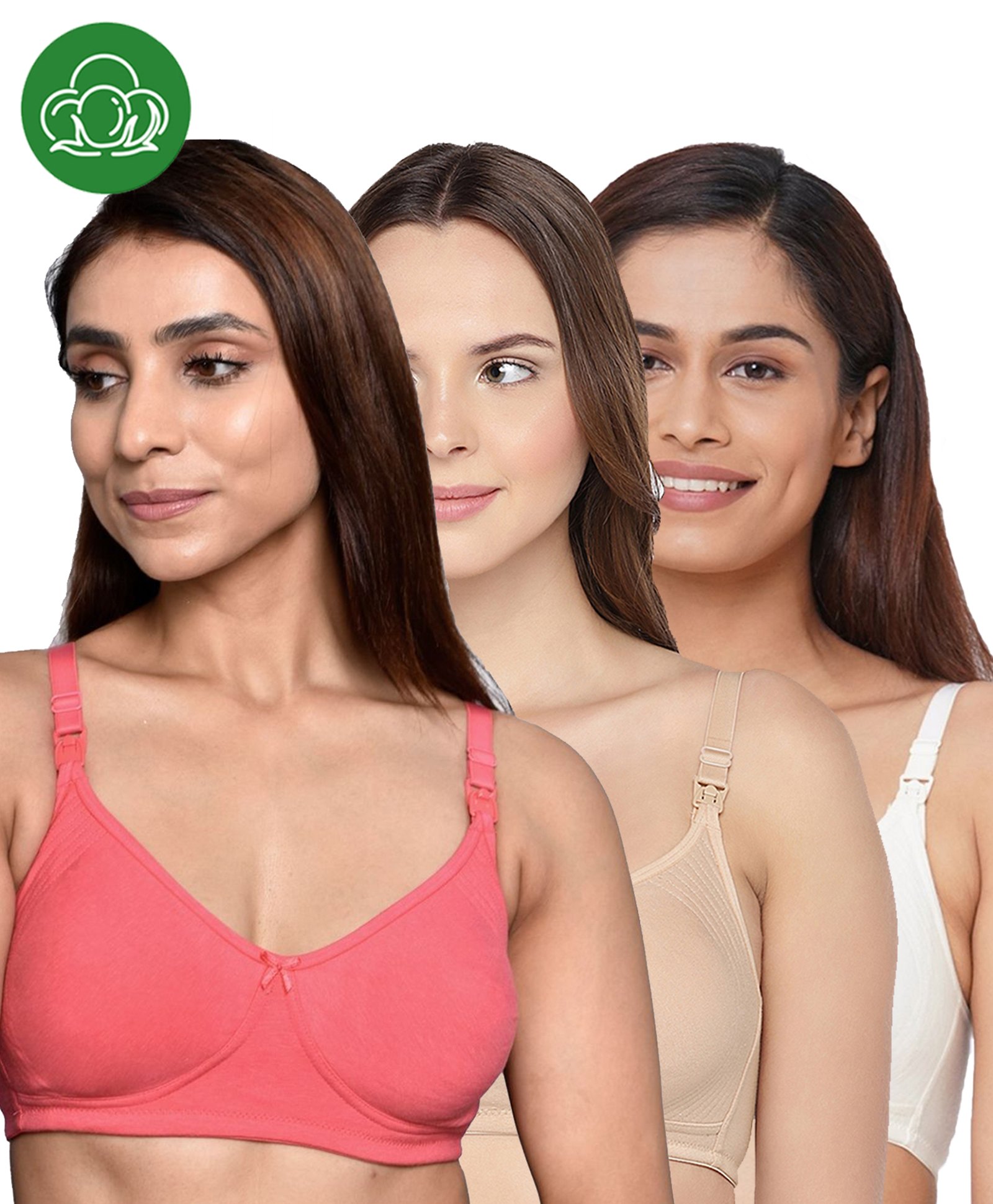 Inner Sense Organic Cotton Knit Pack Of 3 Solid Antimicrobial Maternity Bras With Nursing Access - Multi Colour-picture-9