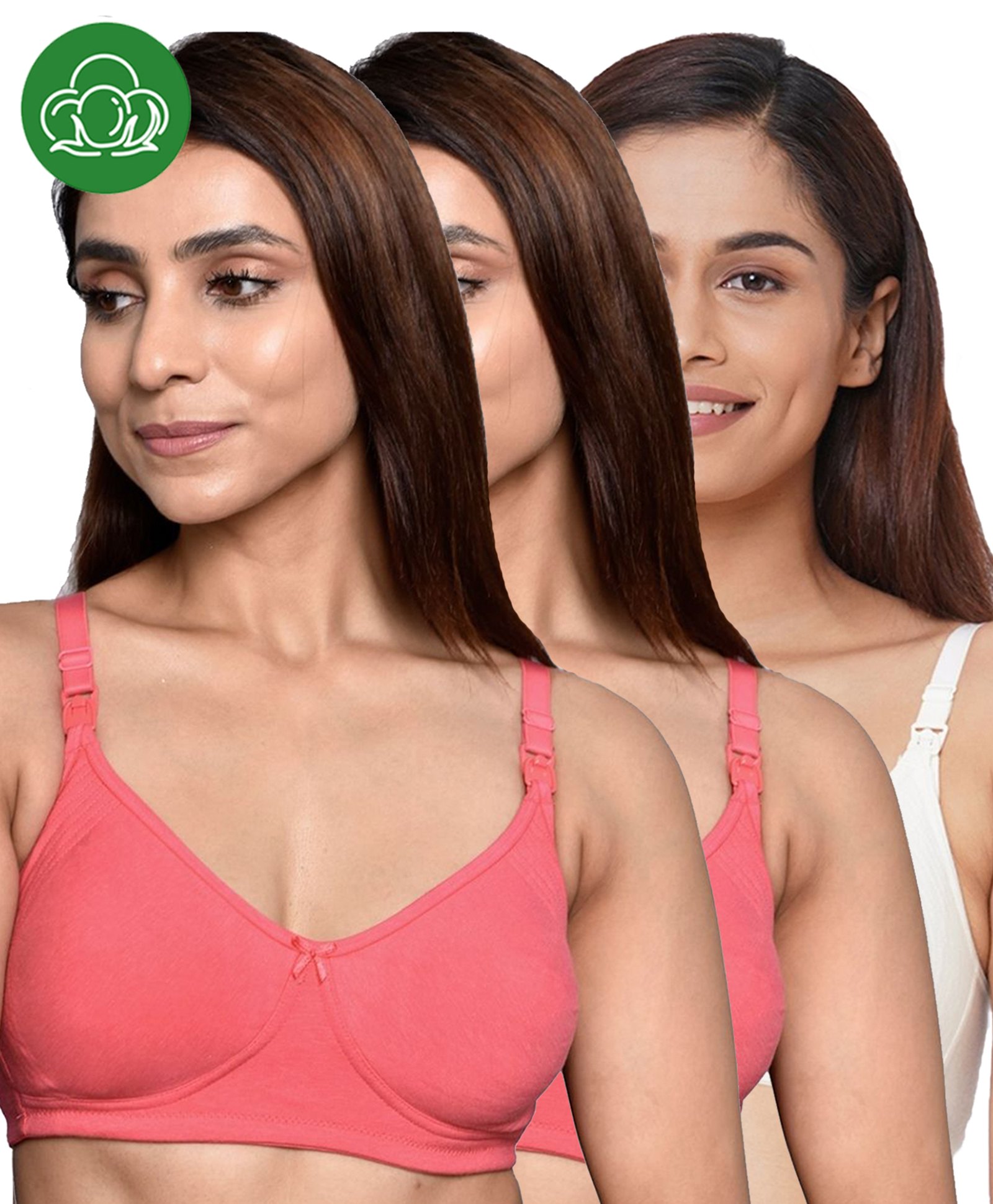 Inner Sense Organic Cotton Knit Pack Of 3 Solid Antimicrobial Maternity Bras With Nursing Access - Multi Colour-picture-12