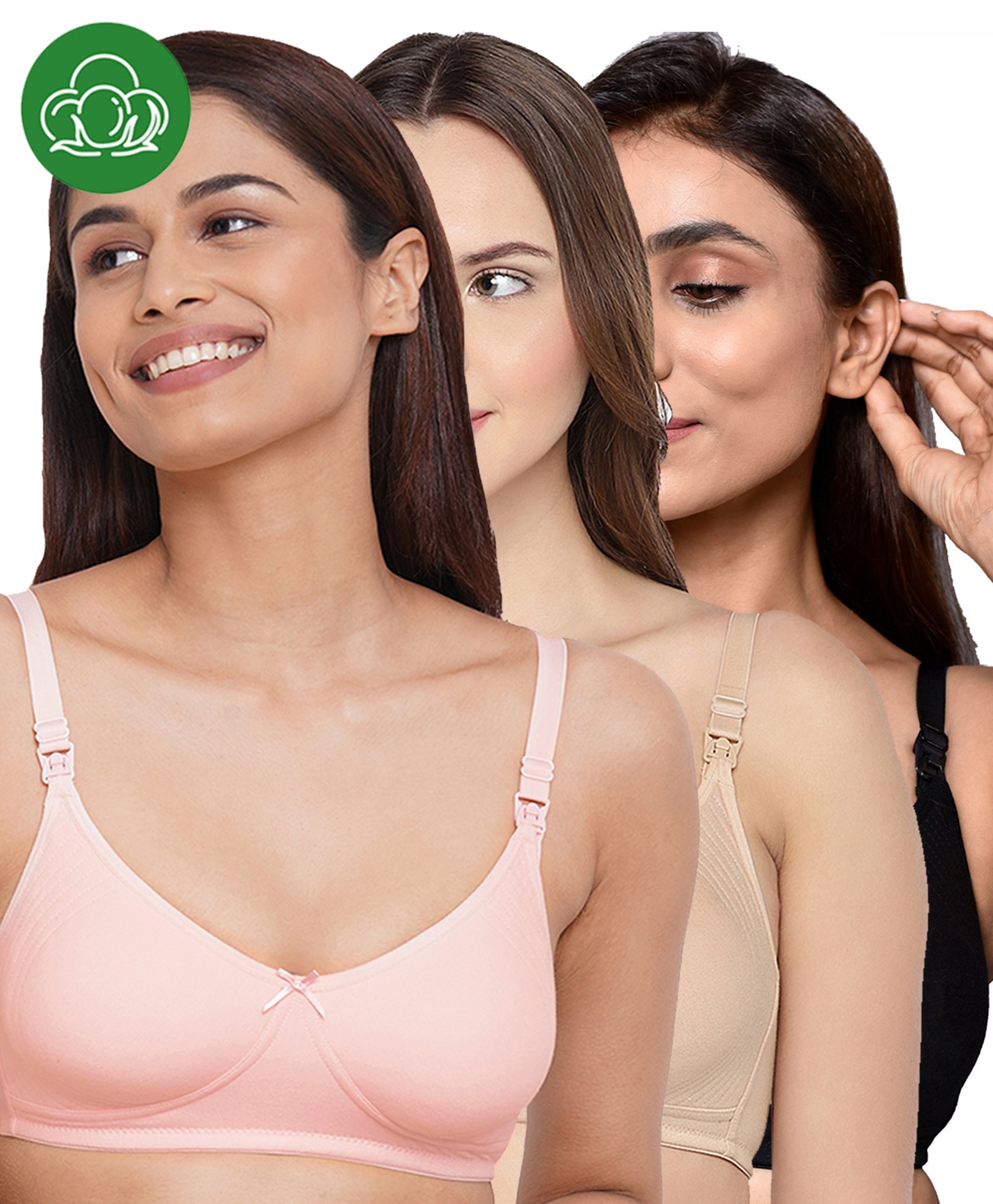 Inner Sense Organic Cotton Knit Pack Of 3 Solid Antimicrobial Maternity Bras With Nursing Access - Multi Colour-picture-15