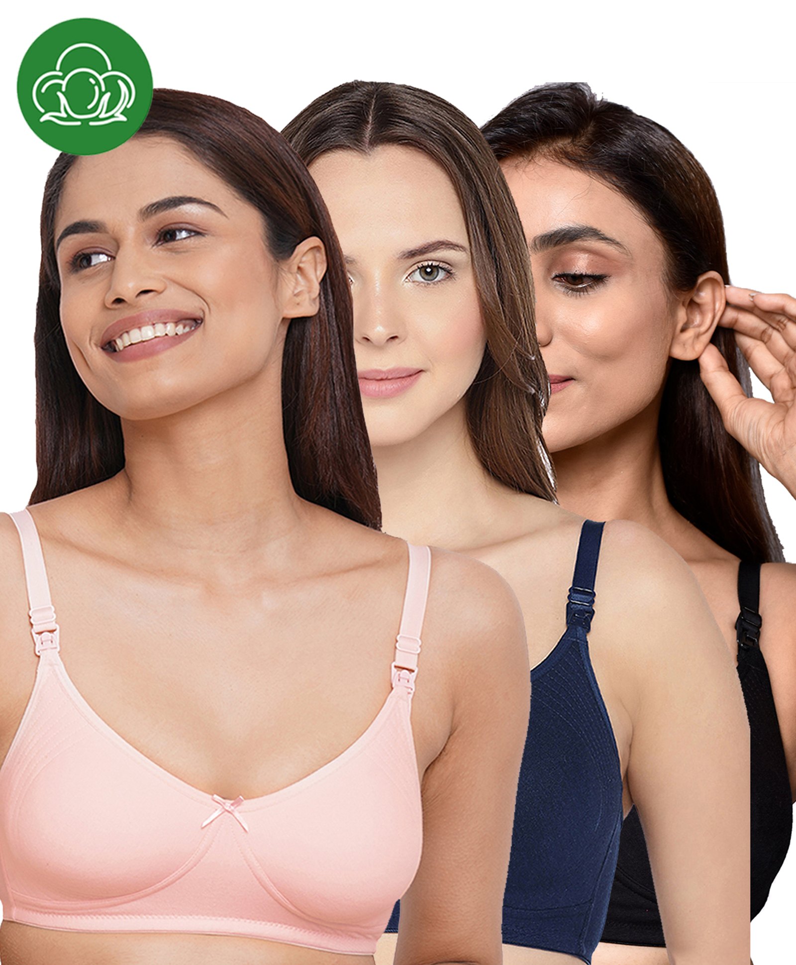 Inner Sense Organic Cotton Knit Pack Of 3 Solid Antimicrobial Maternity Bras With Nursing Access - Multi Colour-picture-47