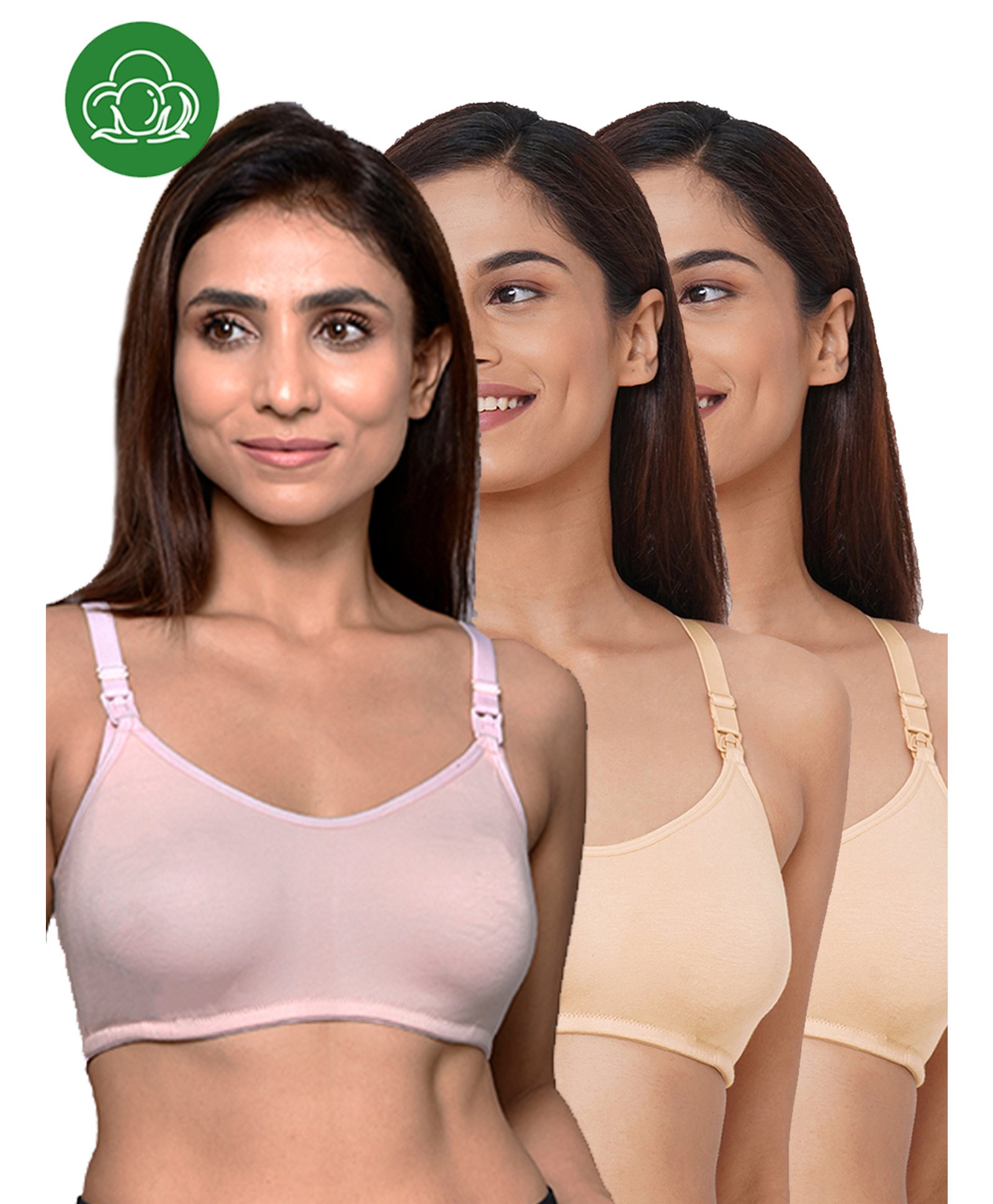 Inner Sense Organic Cotton Knit Pack Of 3 Solid Antimicrobial Bras With Nursing Access - Multi Colour-picture-26