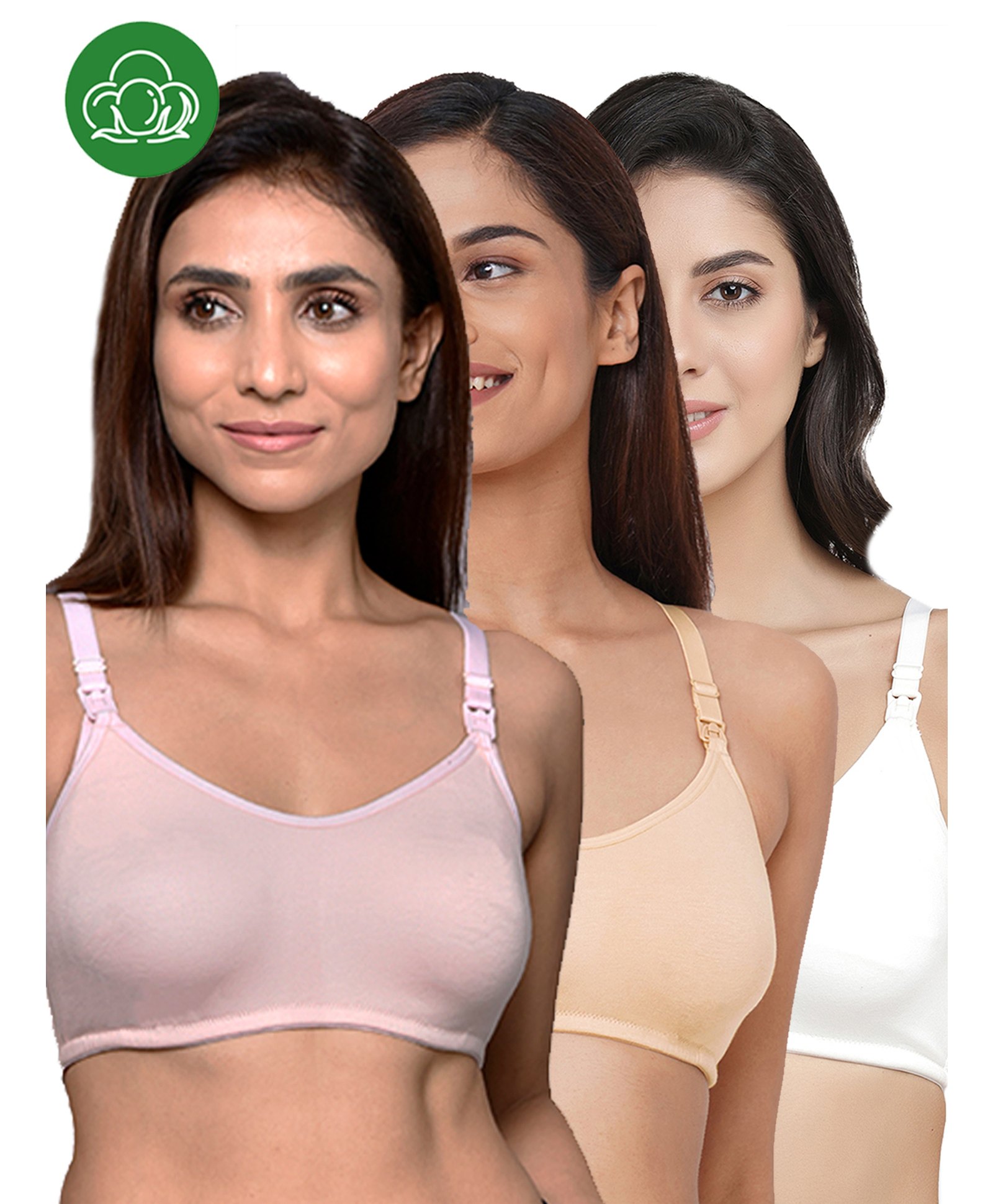 Inner Sense Organic Cotton Knit Pack of 3 Solid Antimicrobial Bras With Nursing Access - Multi Colour-picture-19