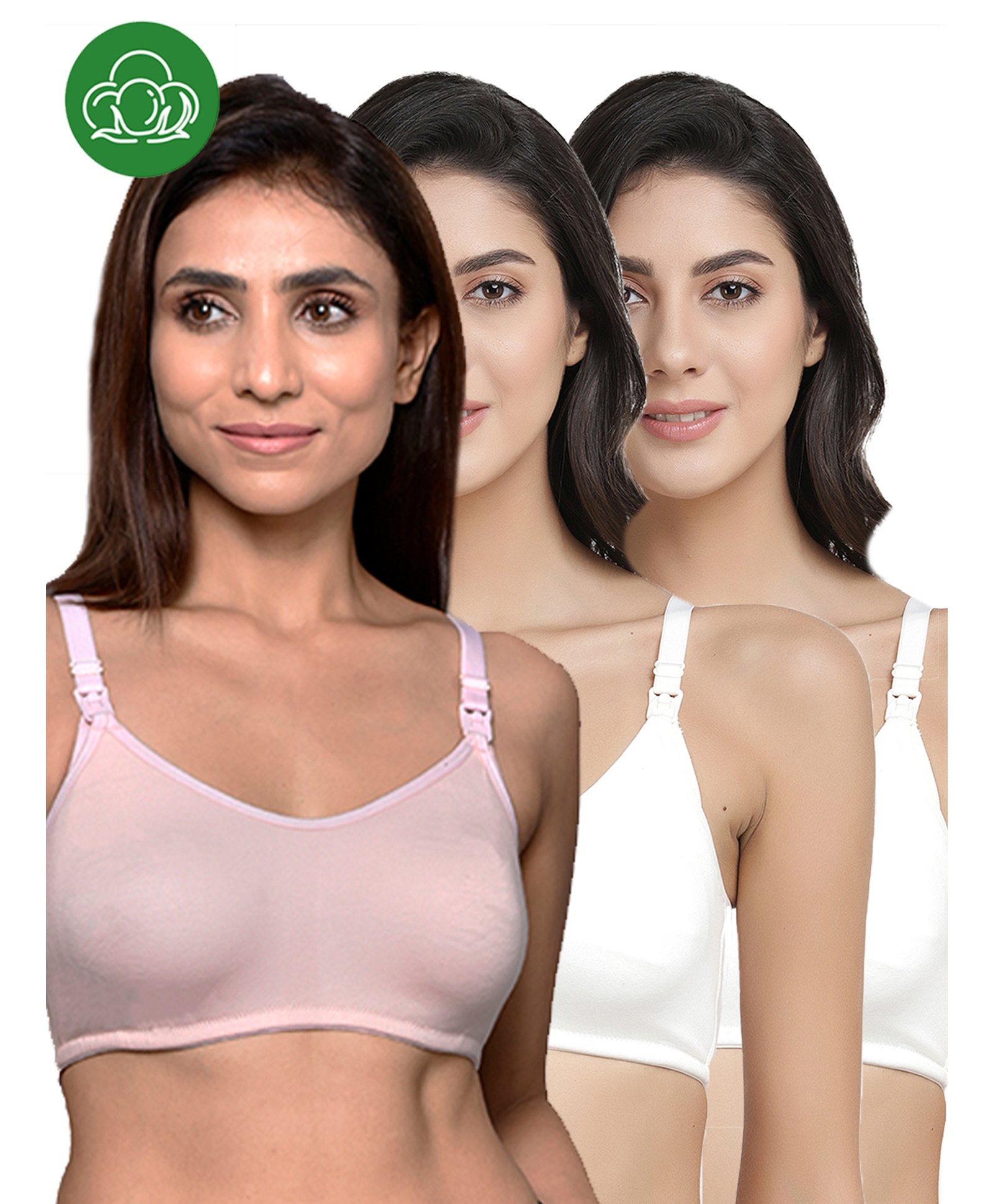 Inner Sense Organic Cotton Knit Pack Of 3 Solid Antimicrobial Maternity Bras With Nursing Access - Multi Colour-picture-5