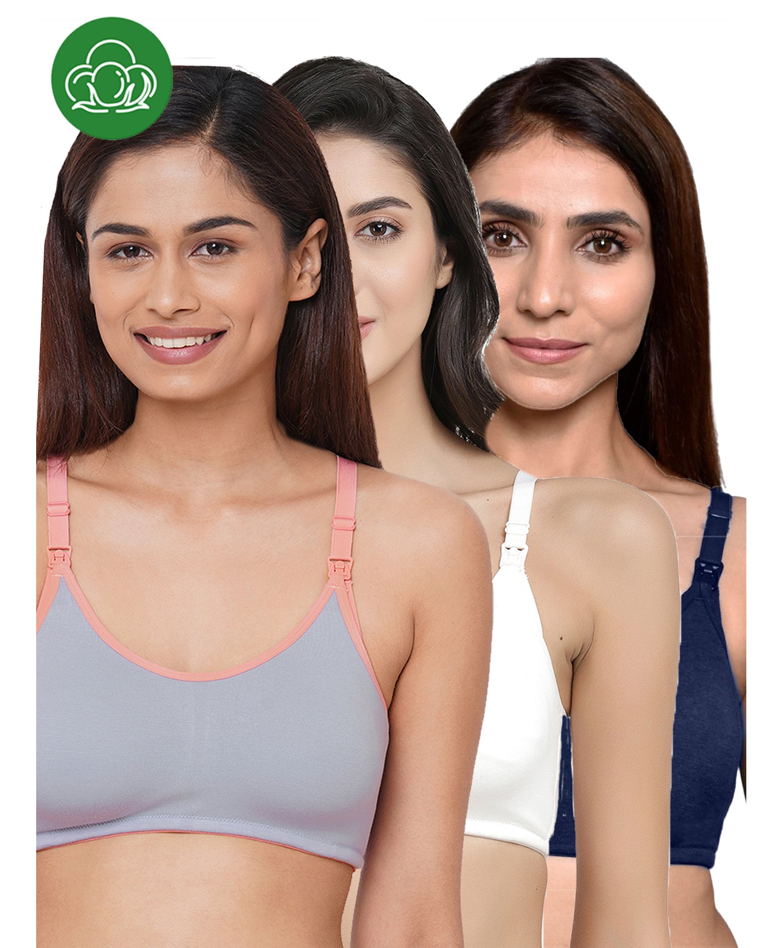 Inner Sense Organic Cotton Pack of 3 Knitted Solid Antimicrobial Women Feeding Bras - Multi Color-picture-36