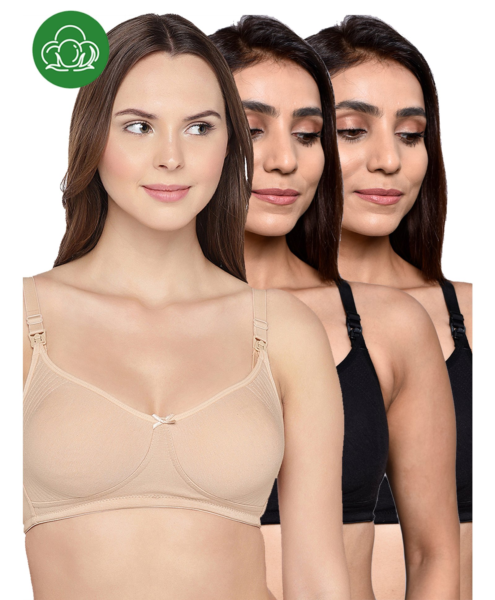 Inner Sense Organic Cotton Knit Pack Of 3 Solid Antimicrobial Feeding Bras - Multi Colour-image-9