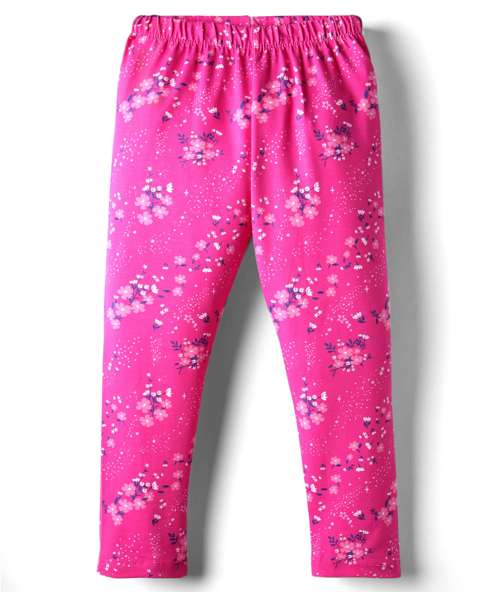 Simply Lycra Knit Full Length Leggings With Floral Print - Dark Pink-picture-25
