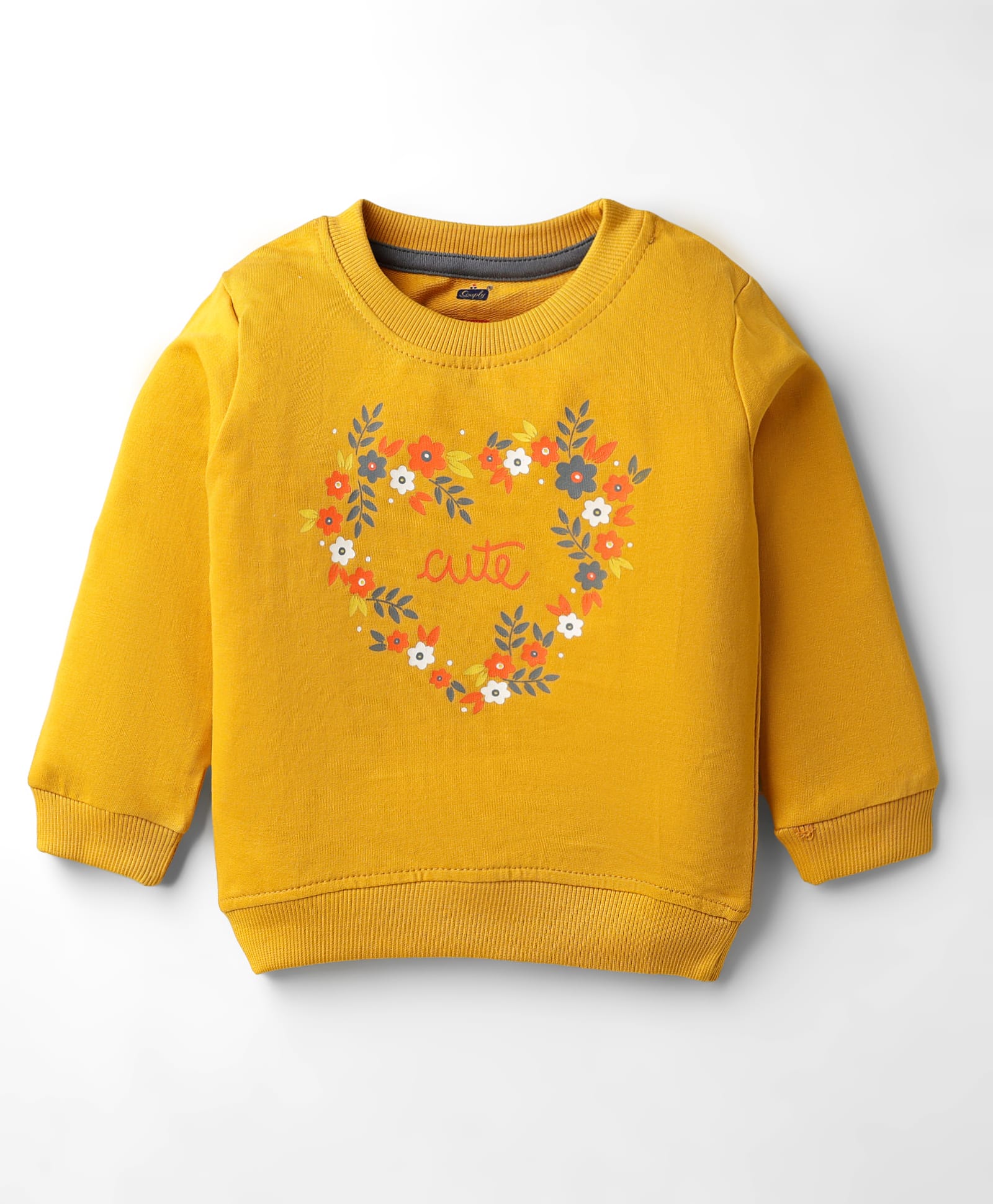 Simply Looper Knit Full Sleeves T-Shirt With Floral Print - Yellow-picture-28