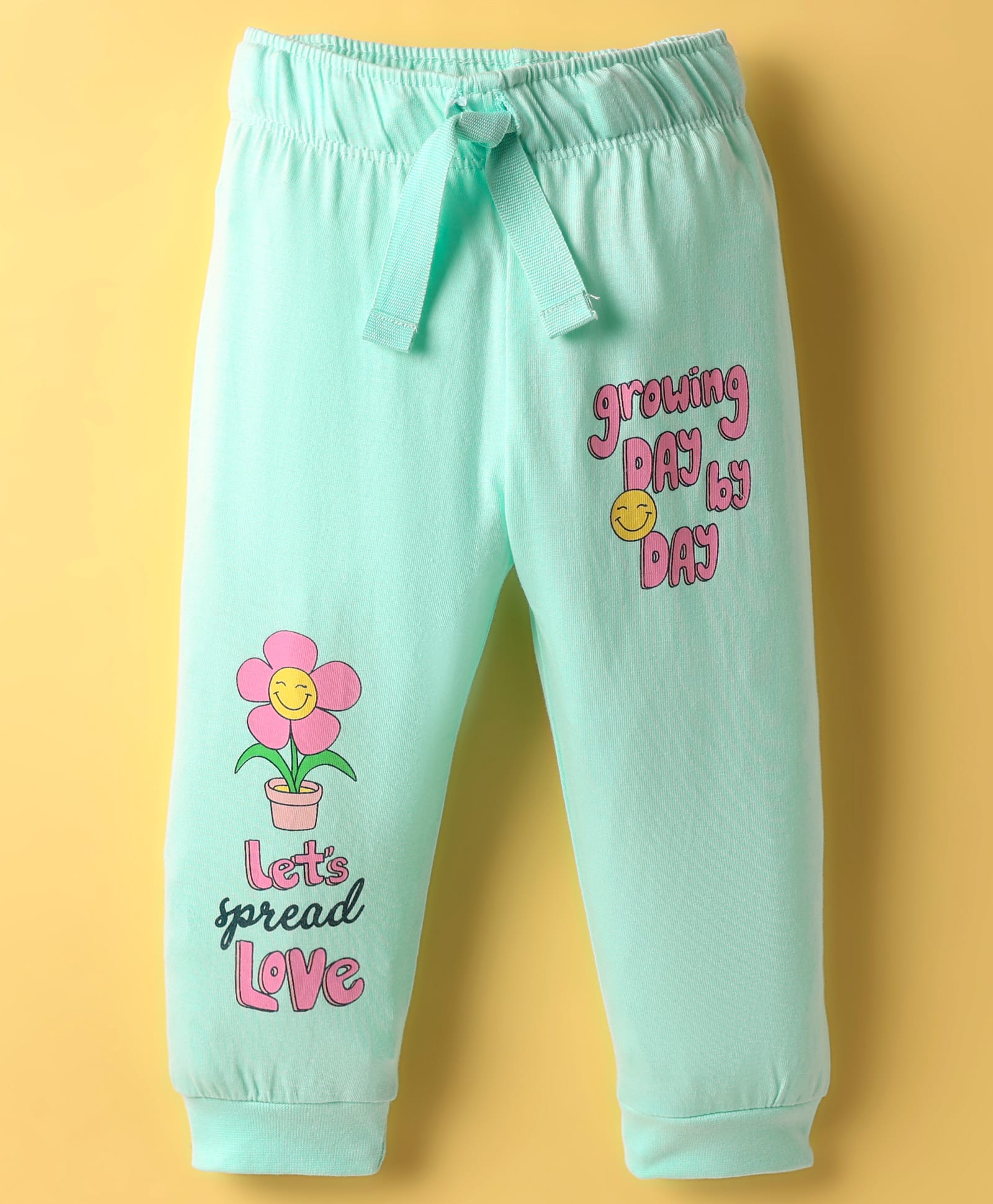 CUCUMBER Sinker Knit Full Length Floral & Text Printed Lounge Pant - Mint-picture-32