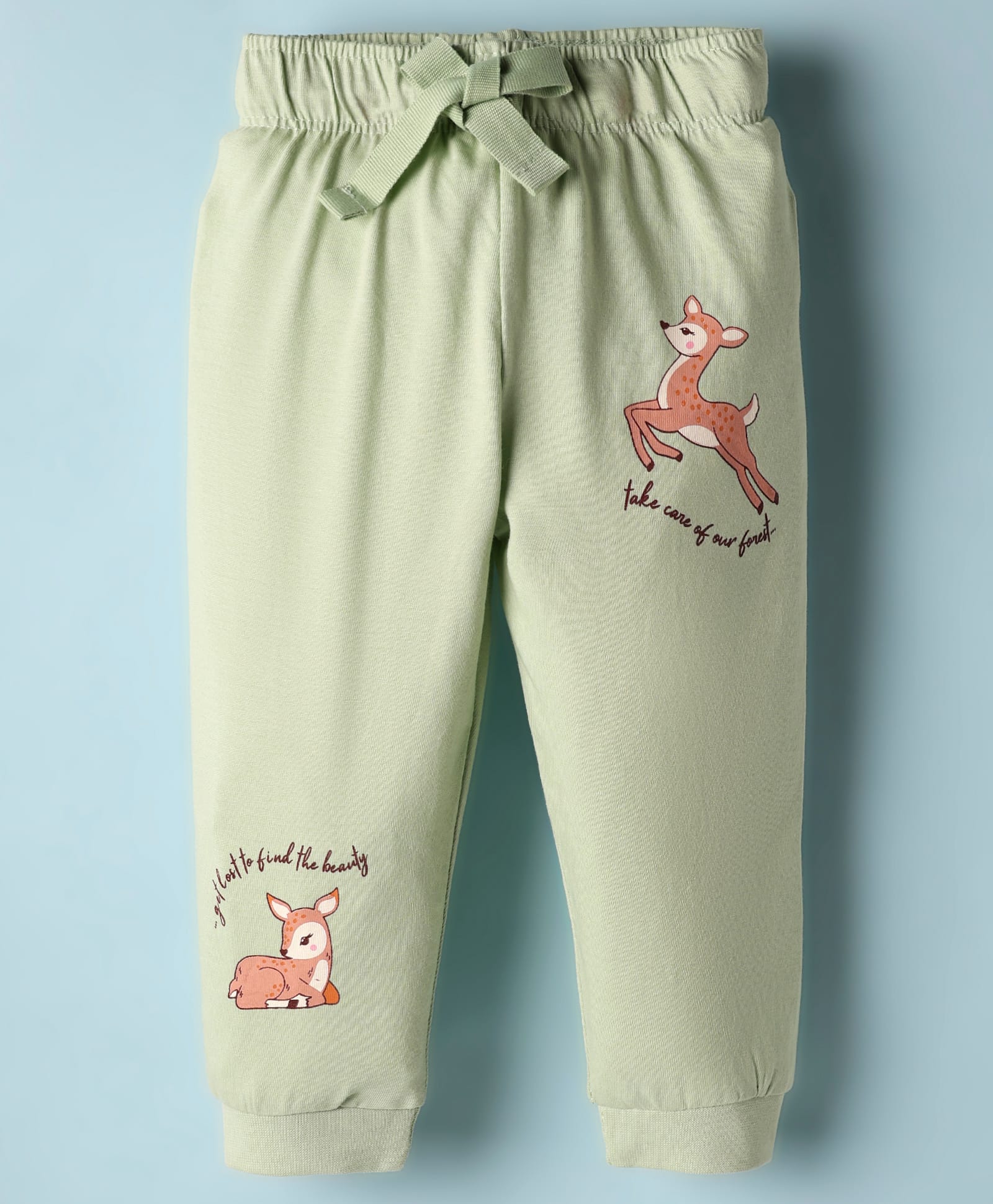 CUCUMBER Sinker Knit Full Length Deer & Text Printed Lounge Pant - Light Green-image-28