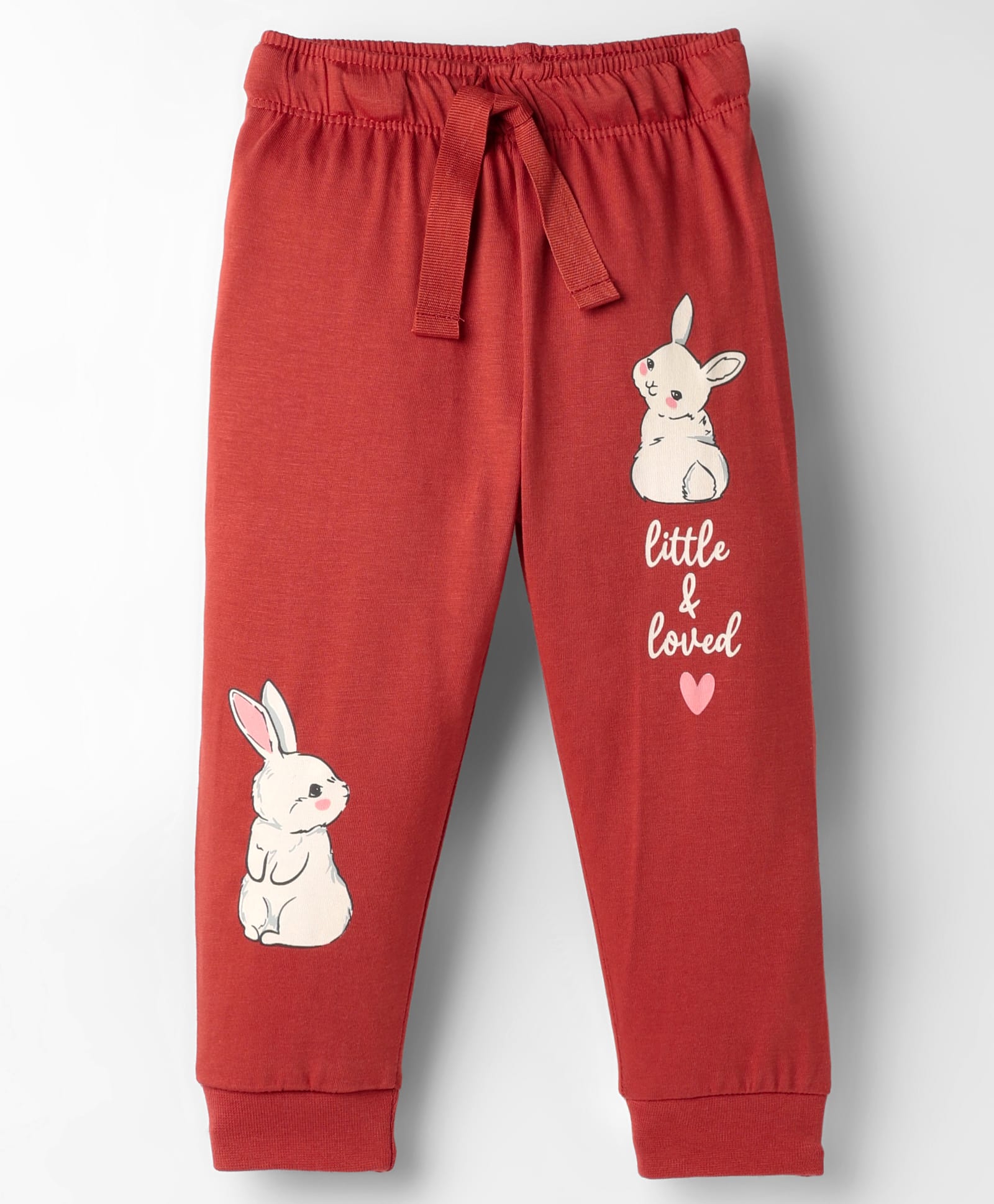 CUCUMBER Sinker Knit Full Length Bunny & Text Printed Lounge Pant - Red-picture-17