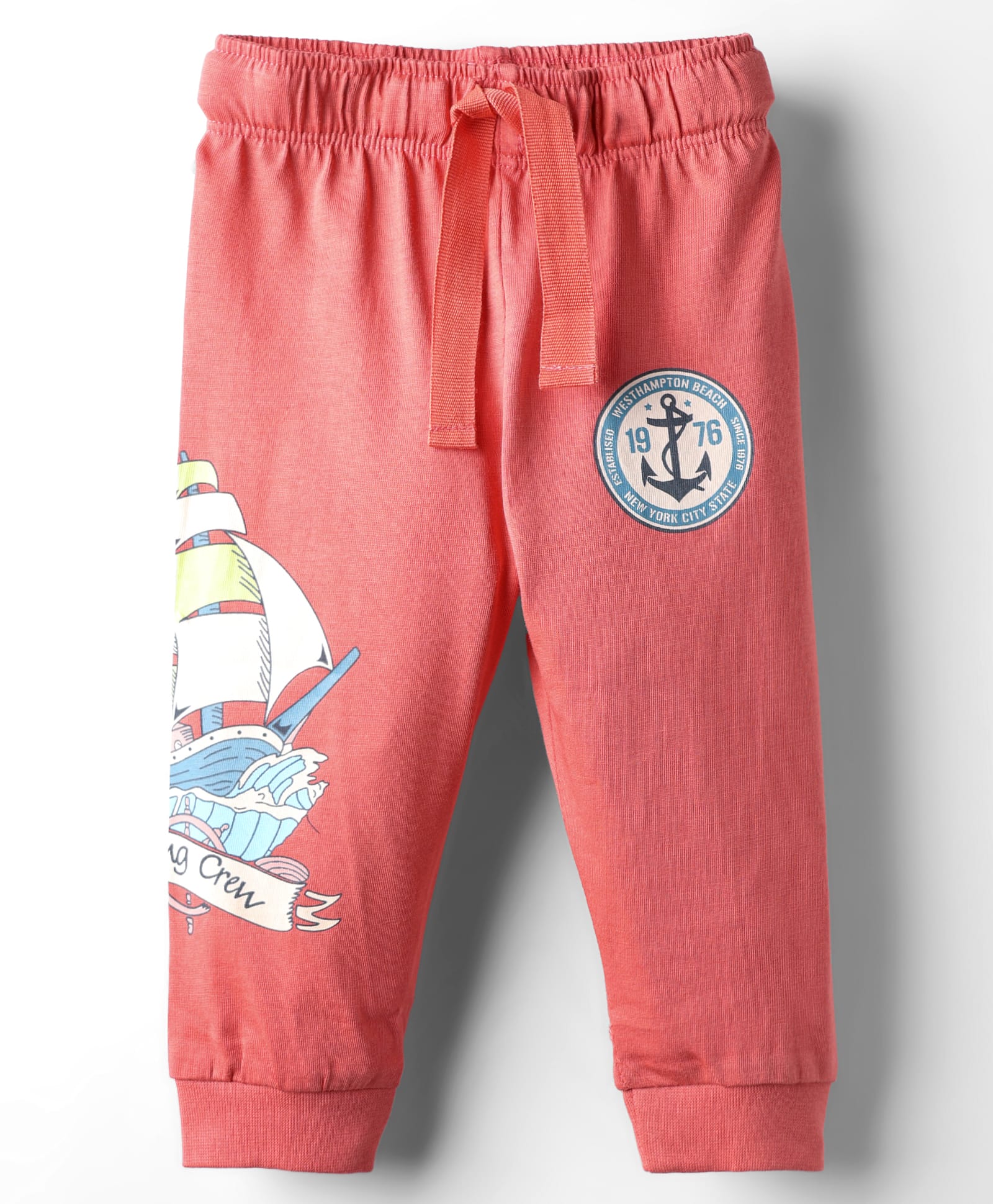 CUCUMBER Sinker Knit Full Length Nautical Theme Printed Lounge Pant - Red-image-31