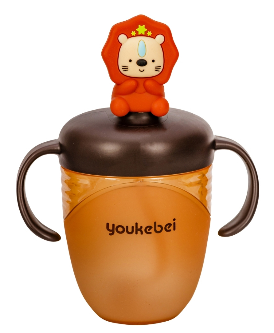 Adore Simbha- The Silicon Straw Sipper with Gravity Ball & Twin Handle 210ml - Brown-image-15
