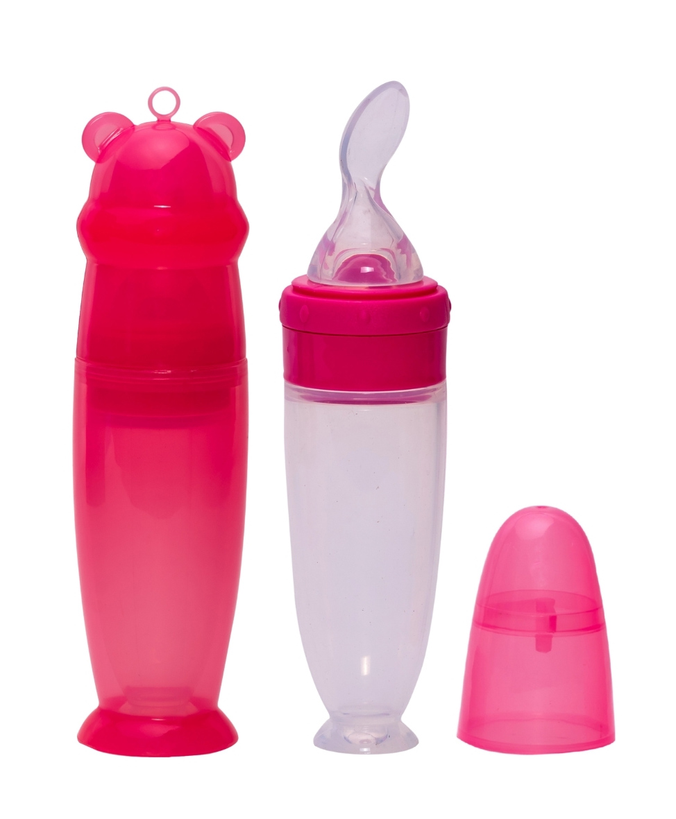 AdoreMr.Bear Baby Premium Silicon Squeeze Feeder with Cap & Storage Case- 100ml- Pink-image-13