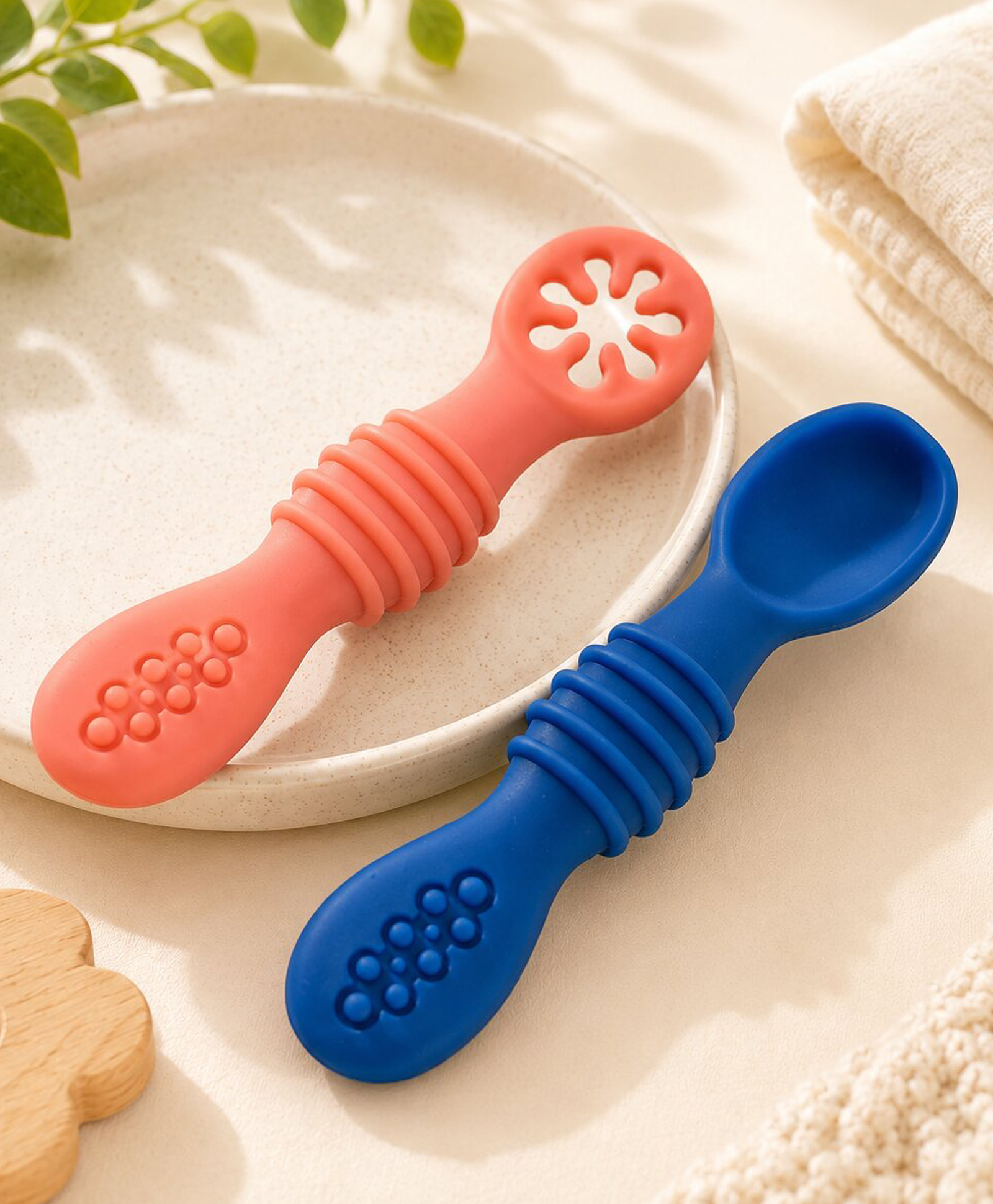 Adore SILICA - The Trainer Silicon Weaning Feeding Spoon Set- Pack of 2 ( Magenta+Blue)-picture-26