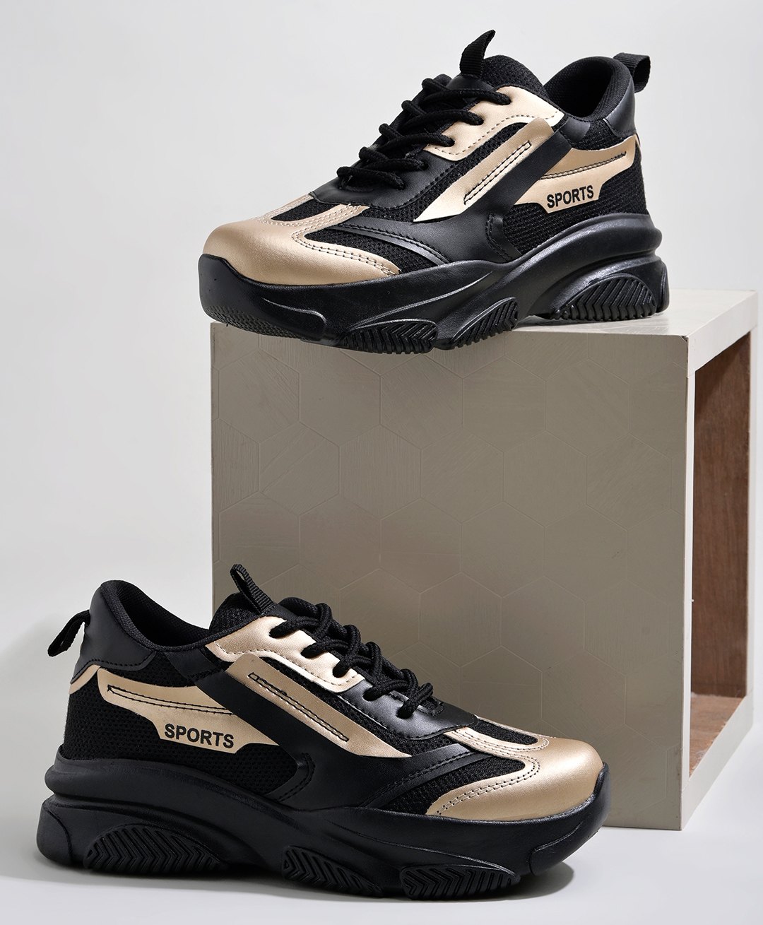 Shoetopia Colour Blocked Sneakers - Black-image-39