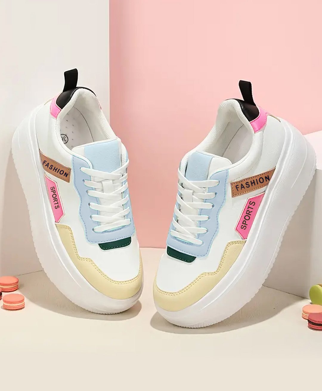 Shoetopia Colour Blocked Sneakers - White-image-7