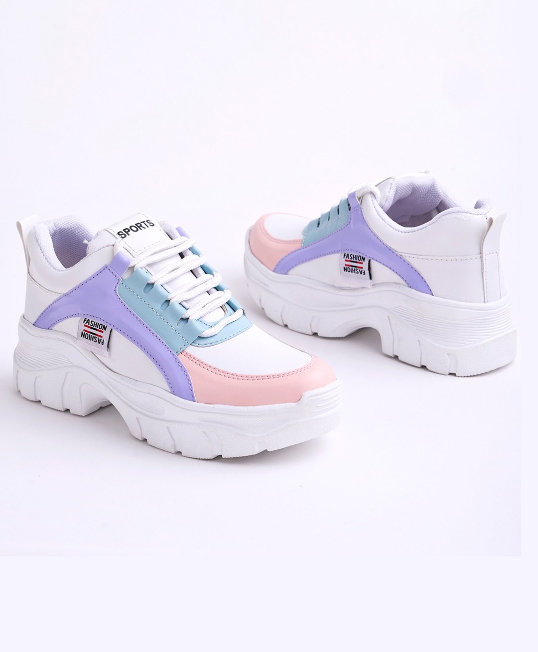 Shoetopia Colour Blocked Sneakers - White-image-40