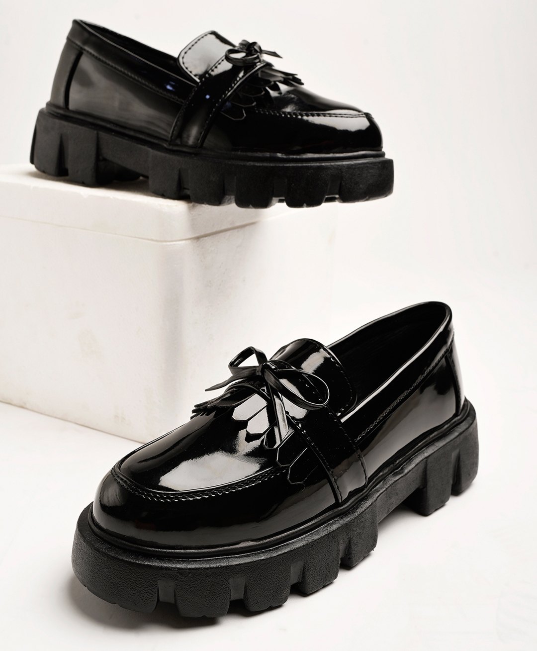 Shoetopia Solid Loafers - Black-image-12