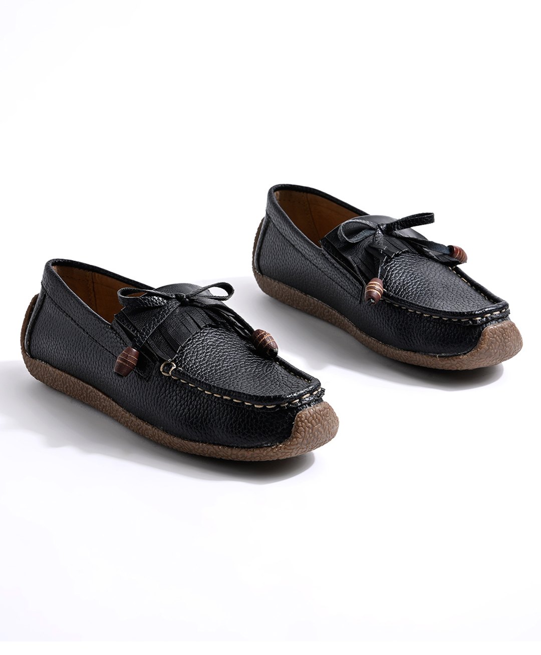 Shoetopia Solid Tassel Embellished Loafers - Black-image-39