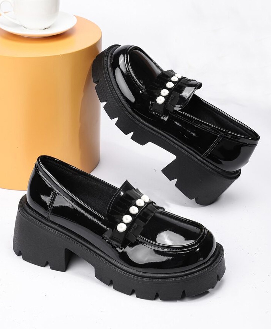 Shoetopia Beads Embellished Loafers - Black-picture-17