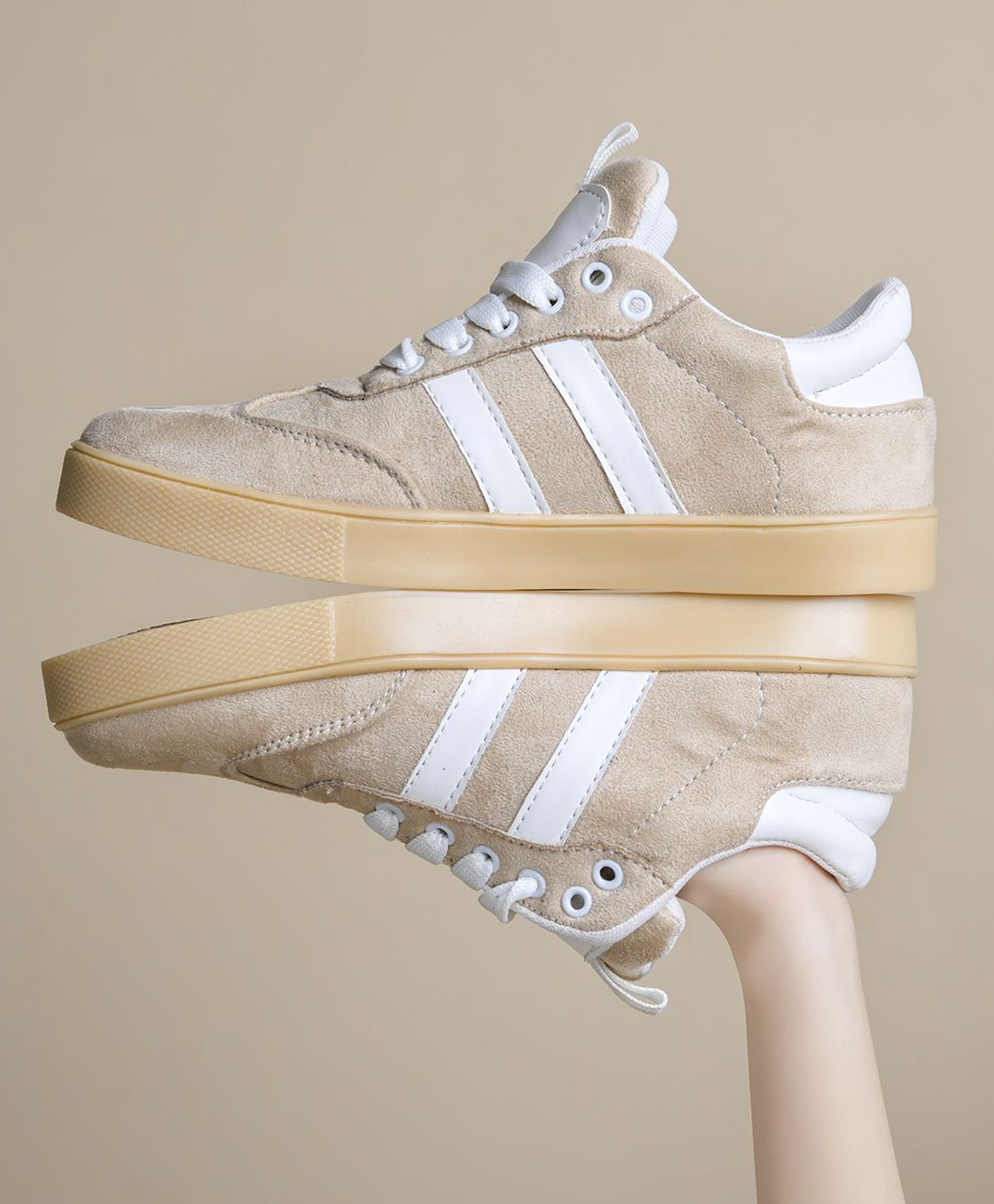 Shoetopia Colour Blocked Lace Up Shoes - Cream-picture-28