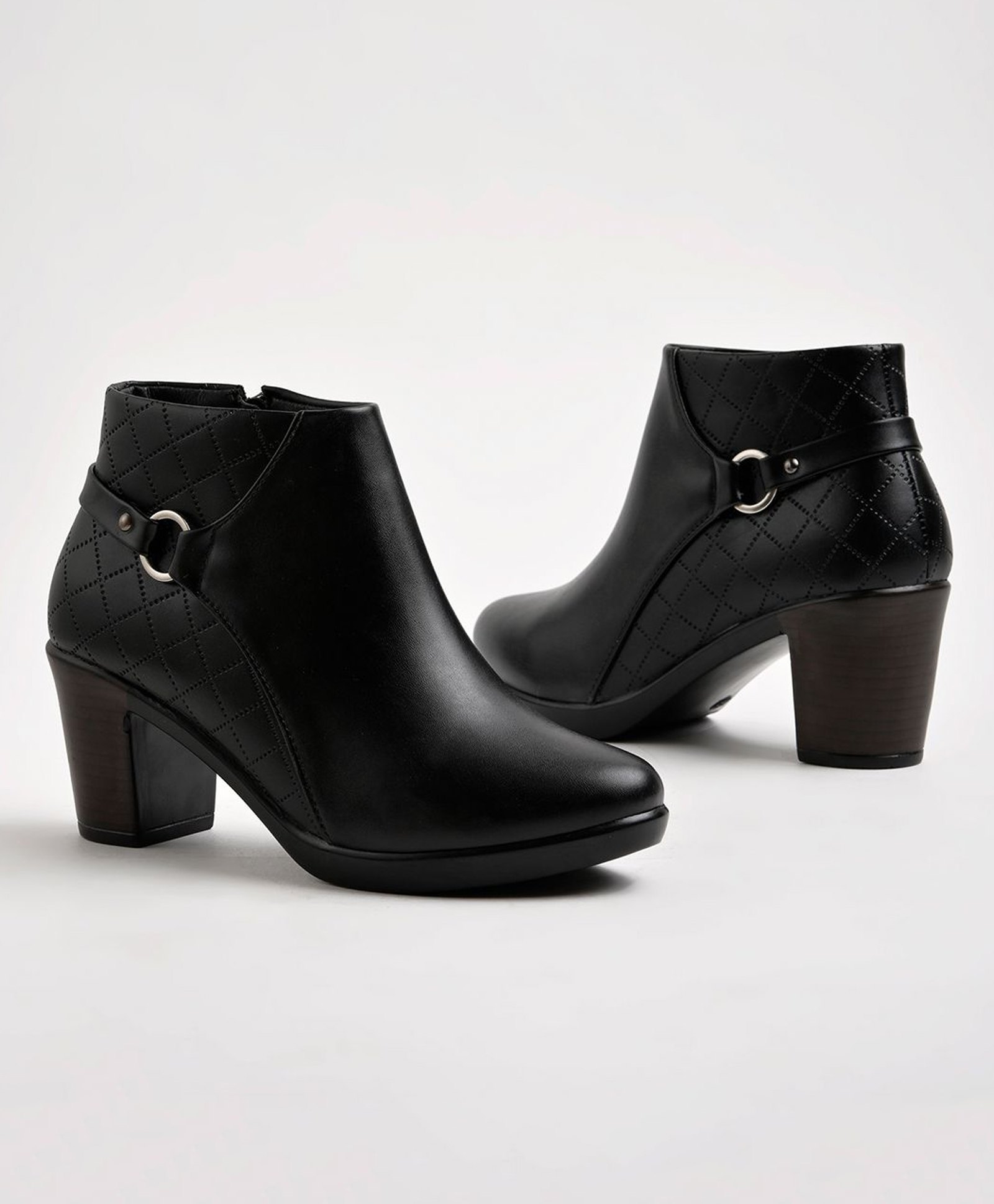 Shoetopia Textured Zipper Closure Boots - Black-image-40