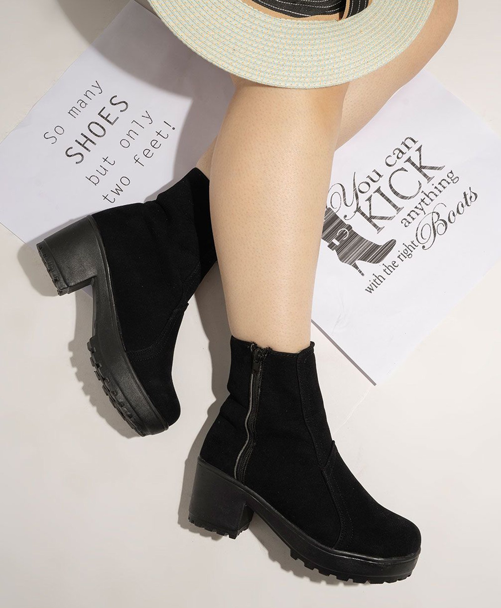 Shoetopia Solid Zipper Closure Boots - Black-picture-19