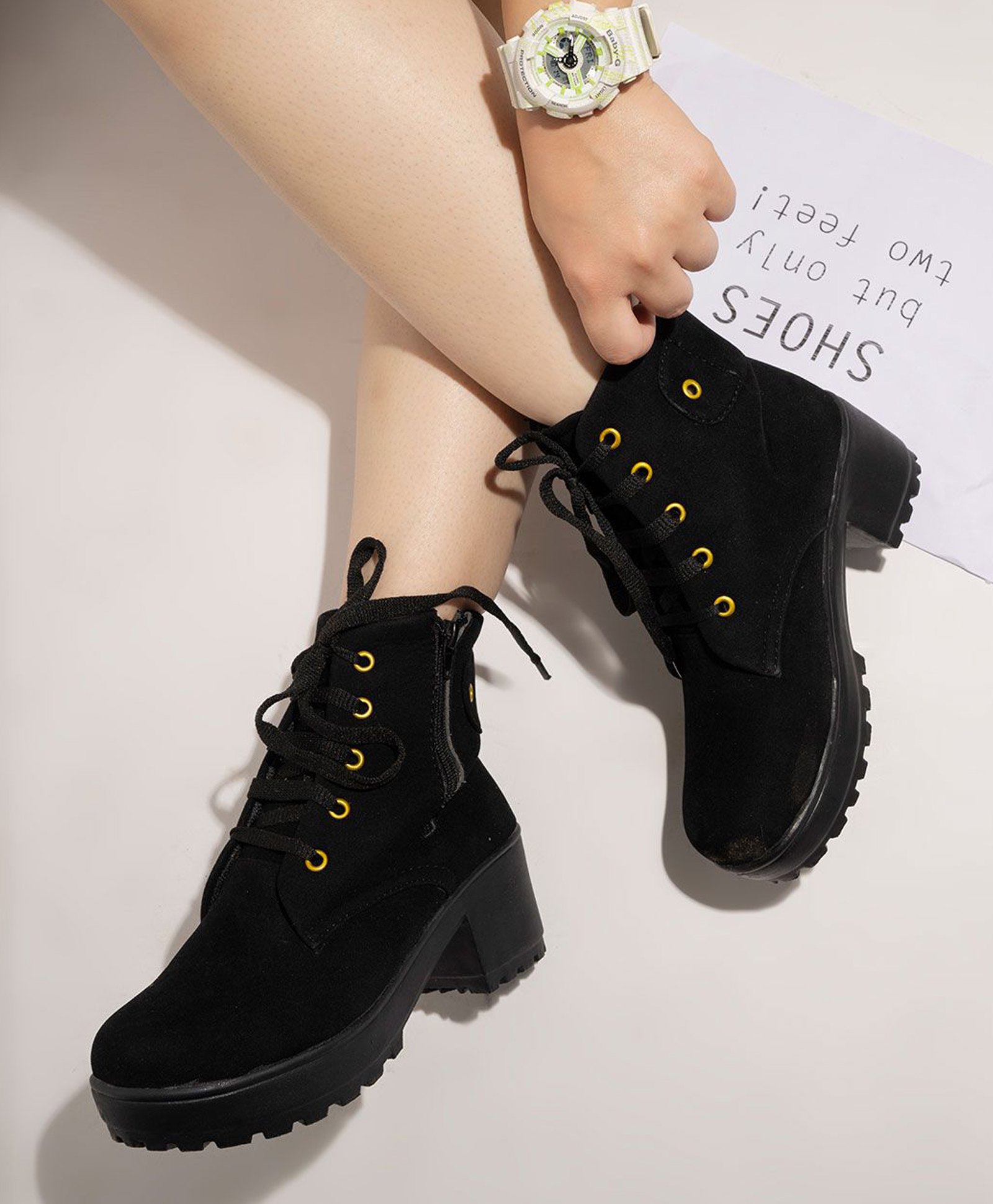 Shoetopia Solid Boots - Black-image-36