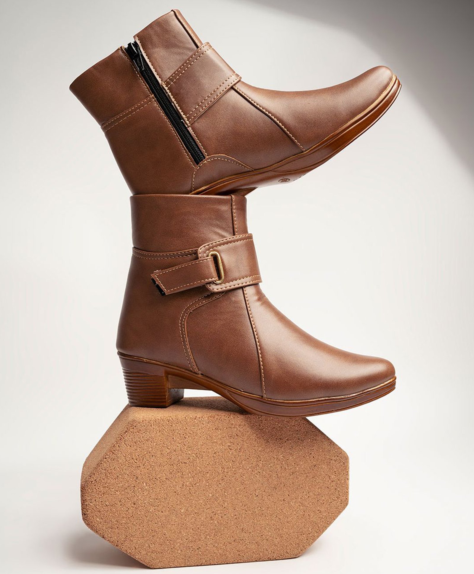 Shoetopia Solid Boots - Brown-picture-10