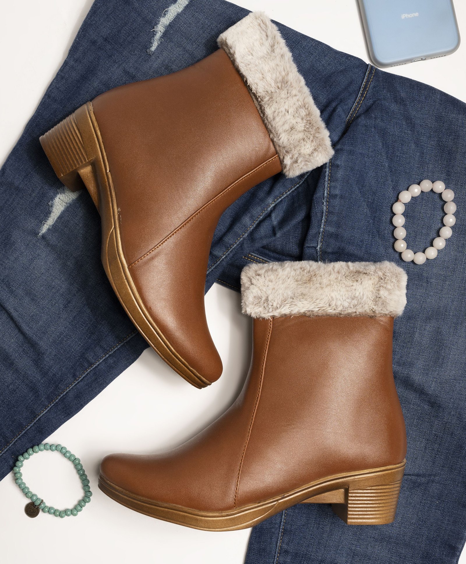 Shoetopia Fur Detailed Zipper Boots - Tan-image-29