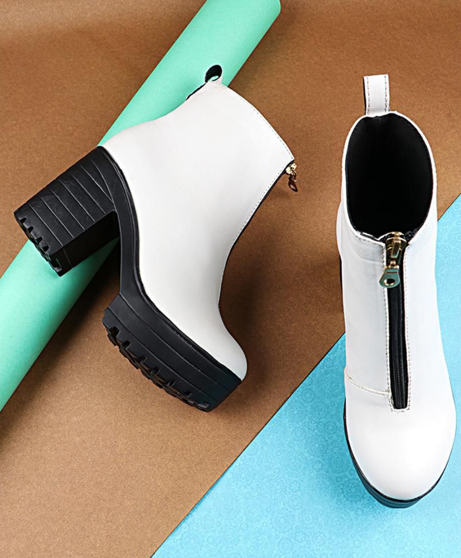 Shoetopia Solid Zipper Closure Boots - White-picture-21