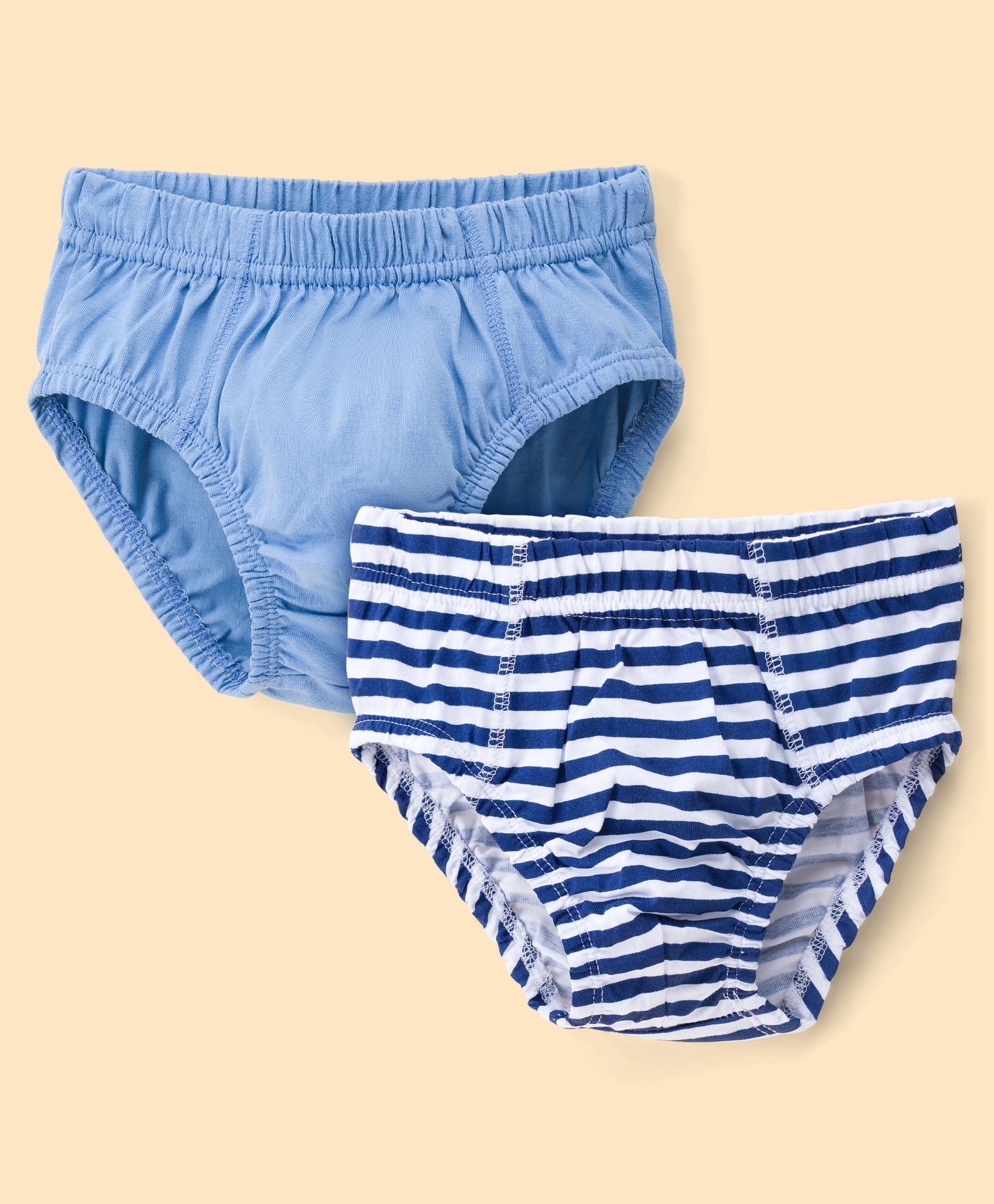 Kookie Kids Cotton Spandex Knit Briefs With Stripes Pack Of 2 - Blue-image-1