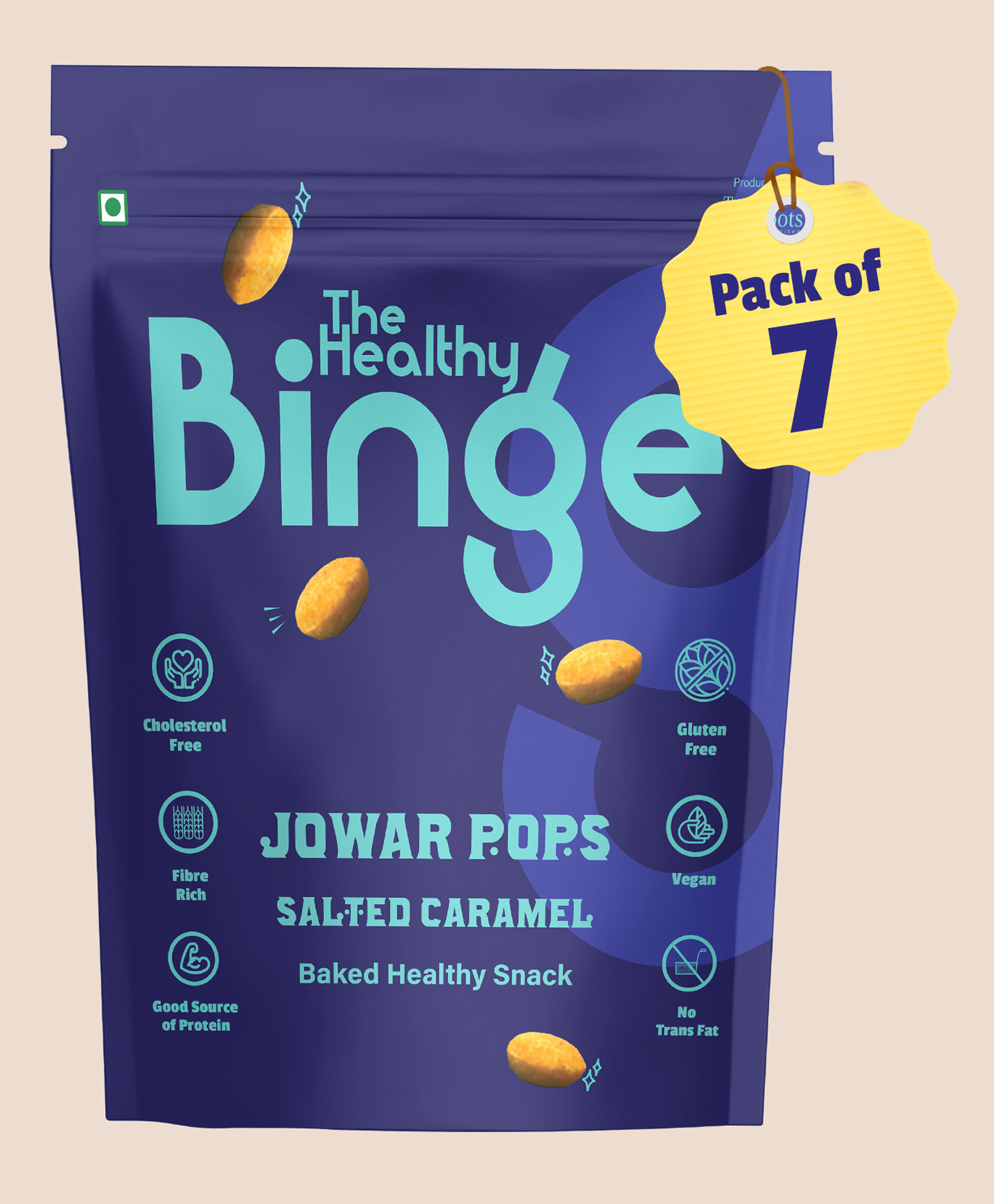 The Healthy Binge Jowar Pops Chips | Salted Caramel | No Palm Oil | Baked Healthy Snacks For Weight Loss | As seen Shark Tank| 50 g Per Pack | Pack of 7-picture-14