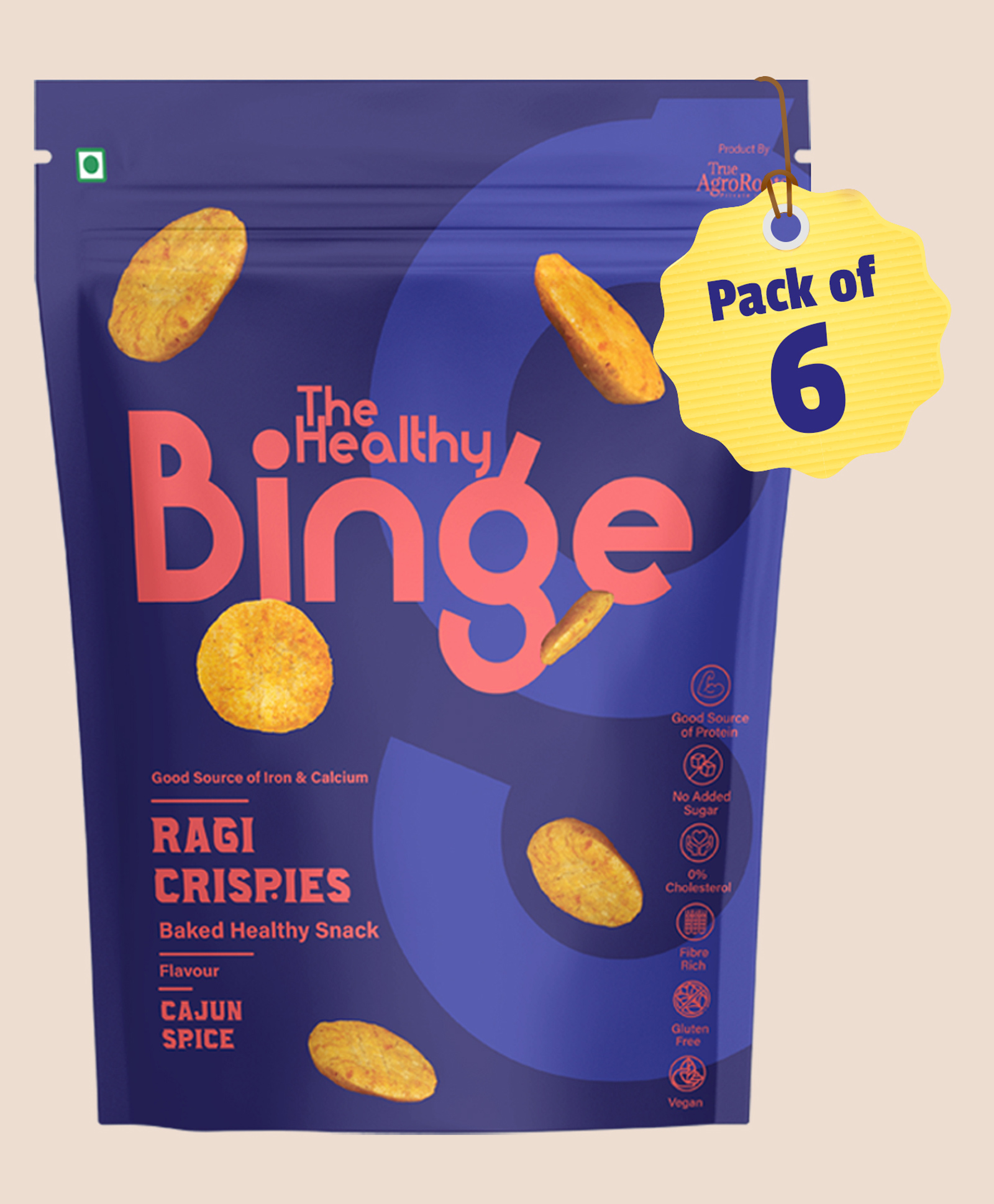 The Healthy Binge Ragi Chips | Millet Healthy Snacks | No Palm Oil | Protein Rich | Baked, Not Fried | Snack For Weight Loss | Cajun Spice | 40 g Per Pack | Pack of 6-image-26