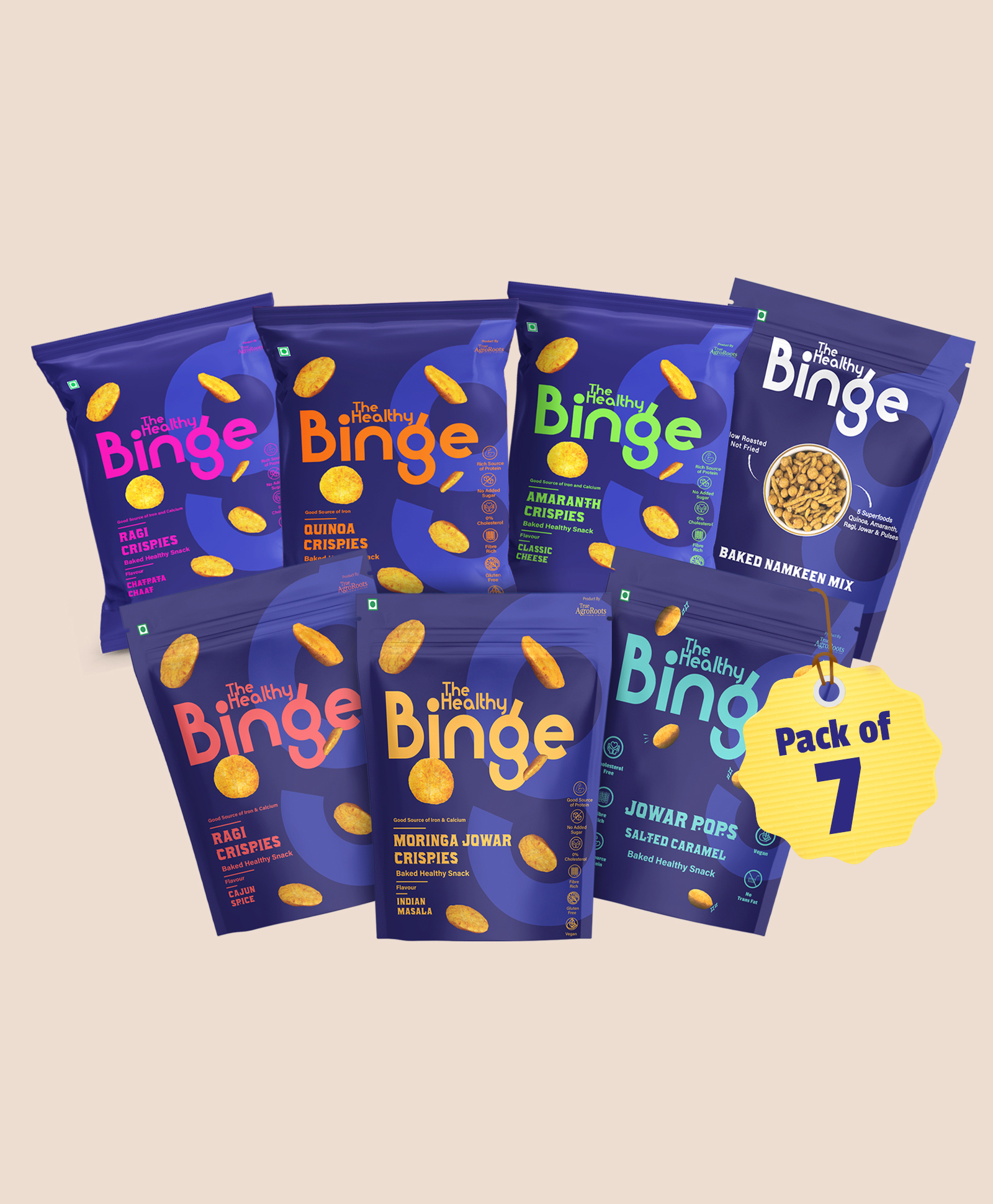 The Healthy Binge| Try Them All Pack| Baked not Fried Chips| As seen on Shark Tank India| Healthy Snacks| 0% Cholesterol| High Protein & Fiber | No MSG| Pack of 7-image-28