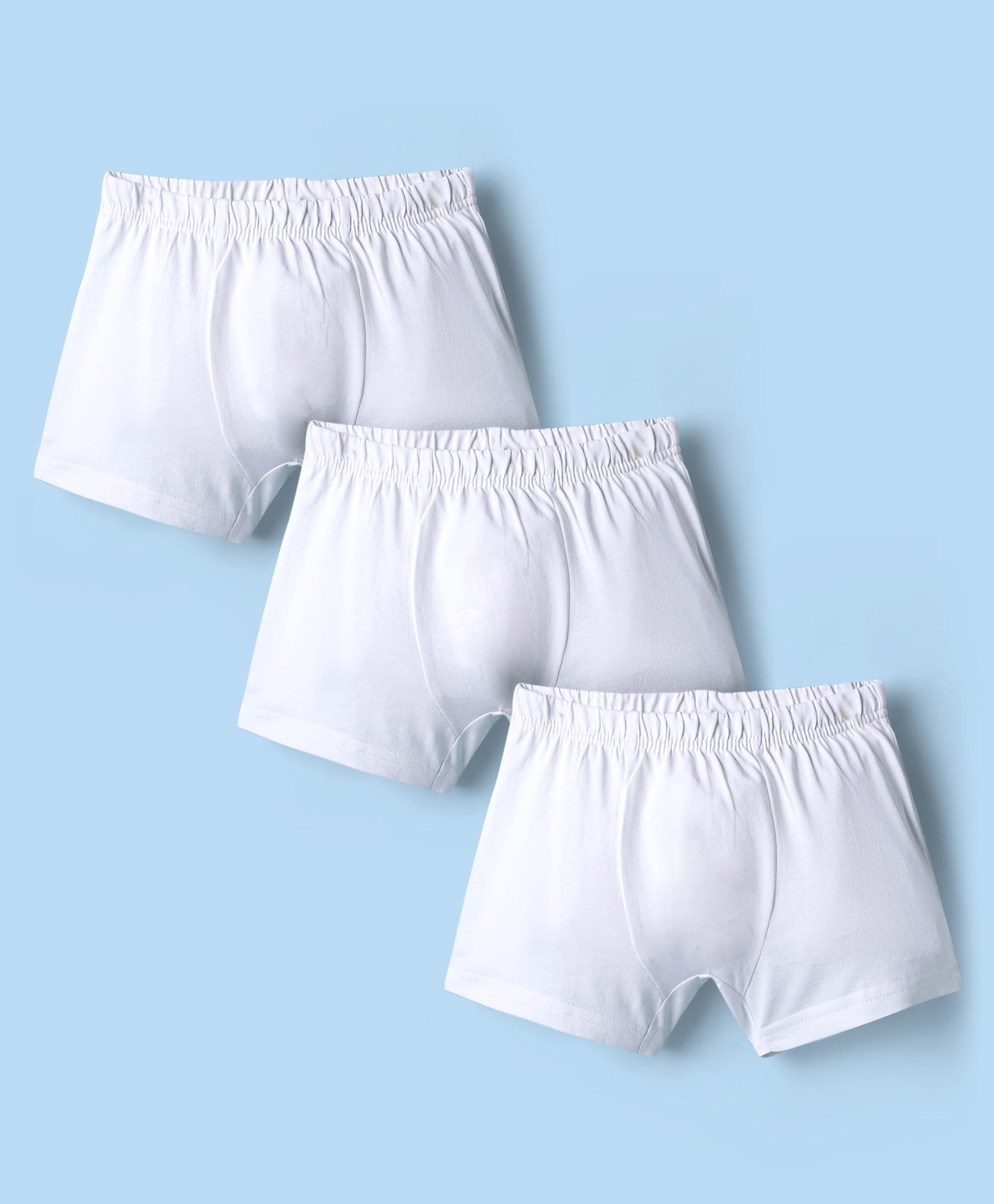 Kookie Kid Cotton Knit Solid Colour Trunks Pack Of 3 - White