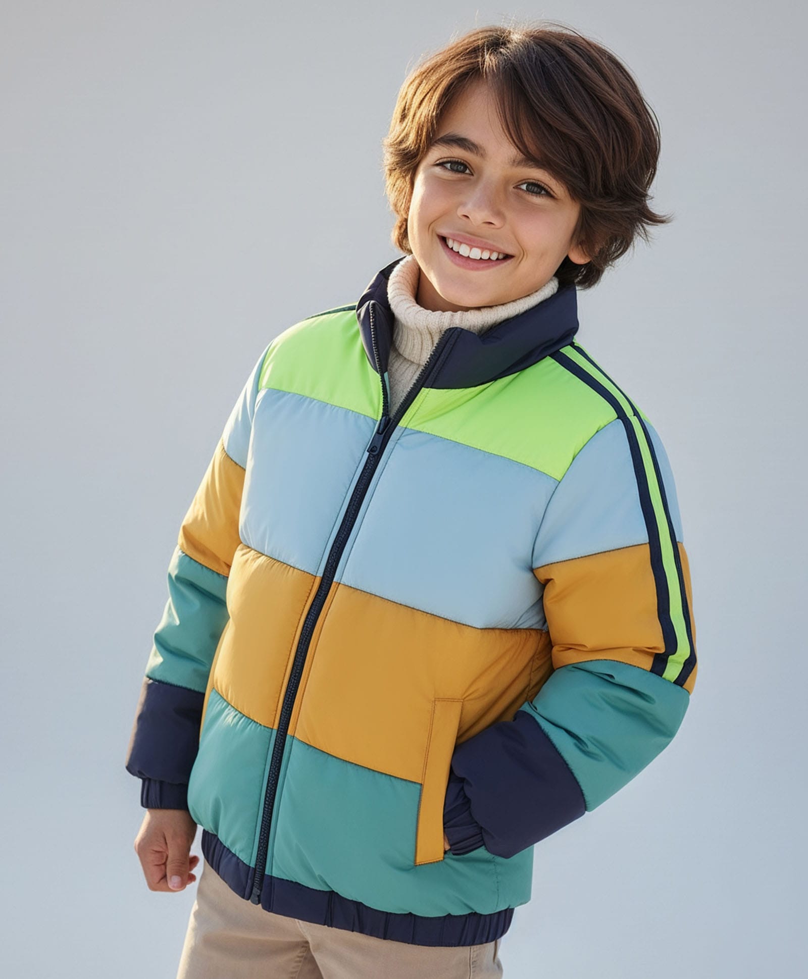 Pine Kids Woven Full Sleeves Padded Jacket with Cut & Sew Design - Multicolor-picture-12