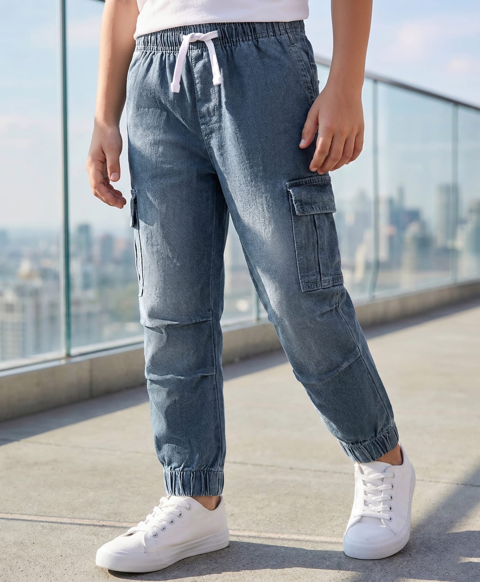 Pine Kids Denim Woven Full Length Washed Jeans With Pocket - Blue-picture-37