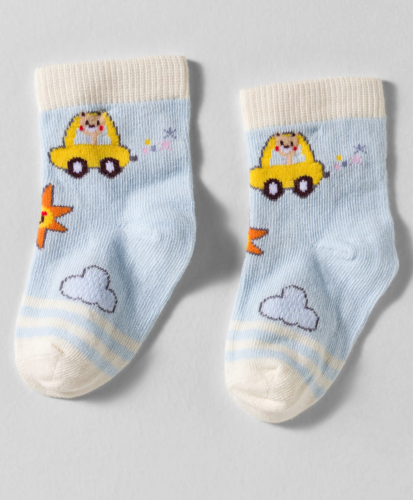 Mustang Cotton Knit Ankle Length Socks with Car Design & Stripes - Multicolor-image-42