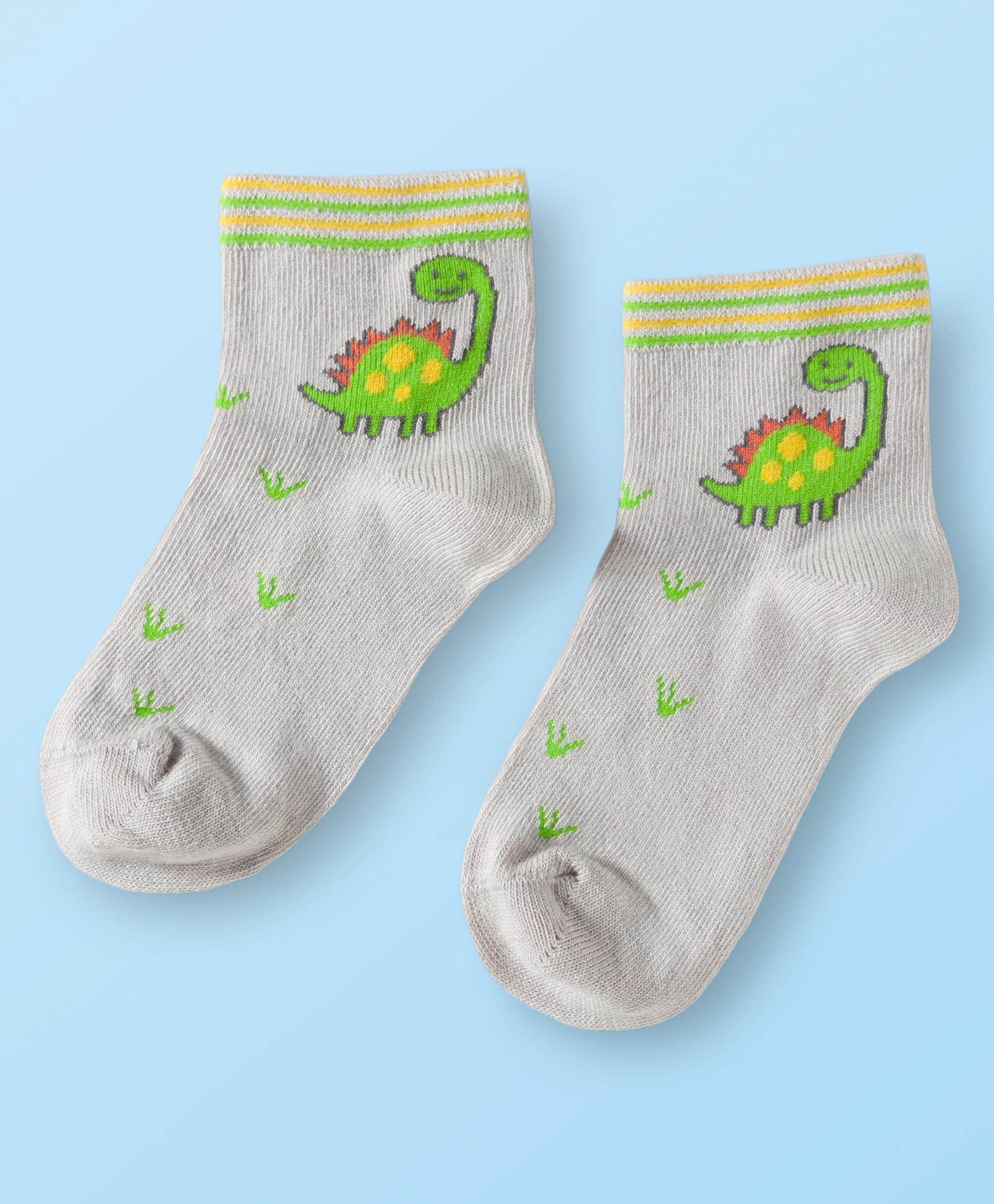 Mustang Cotton Knit Ankle Length Socks with Dino Design - Grey-image-35