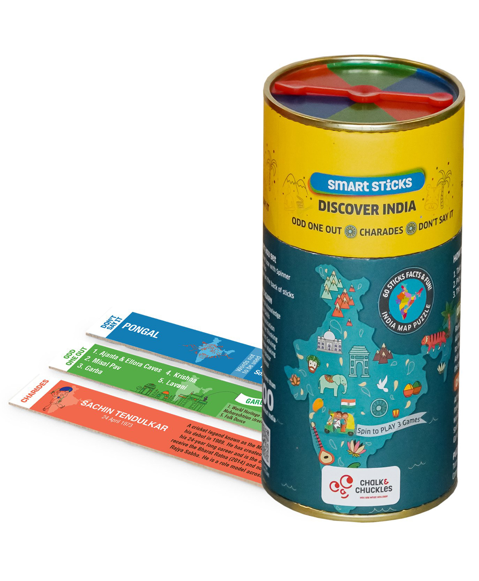 Chalk and Chuckles Smart Sticks-Discover India Educational Game and Puzzle - Multicolor-image-13