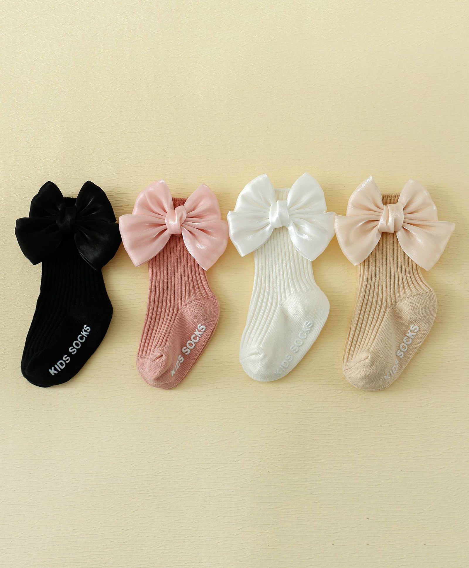 Kidofash Pack Of 4 Bow Applique Detailed Typography Designed Socks - Pink-image-31